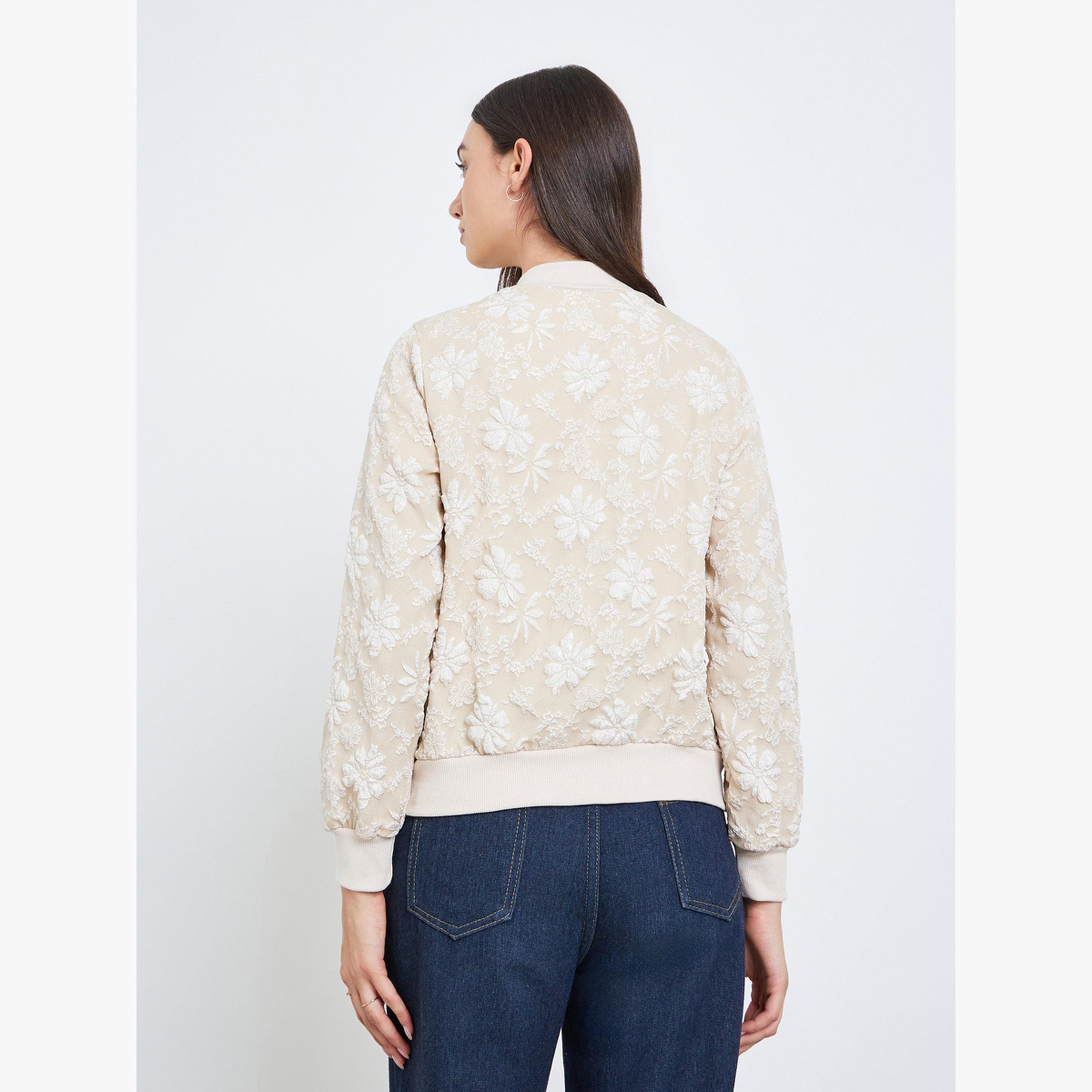 Take Two Floral Lace  Zip Up Elastic Cuff Jacket-women-clothing-coatsandjackets-jackets-image-5
