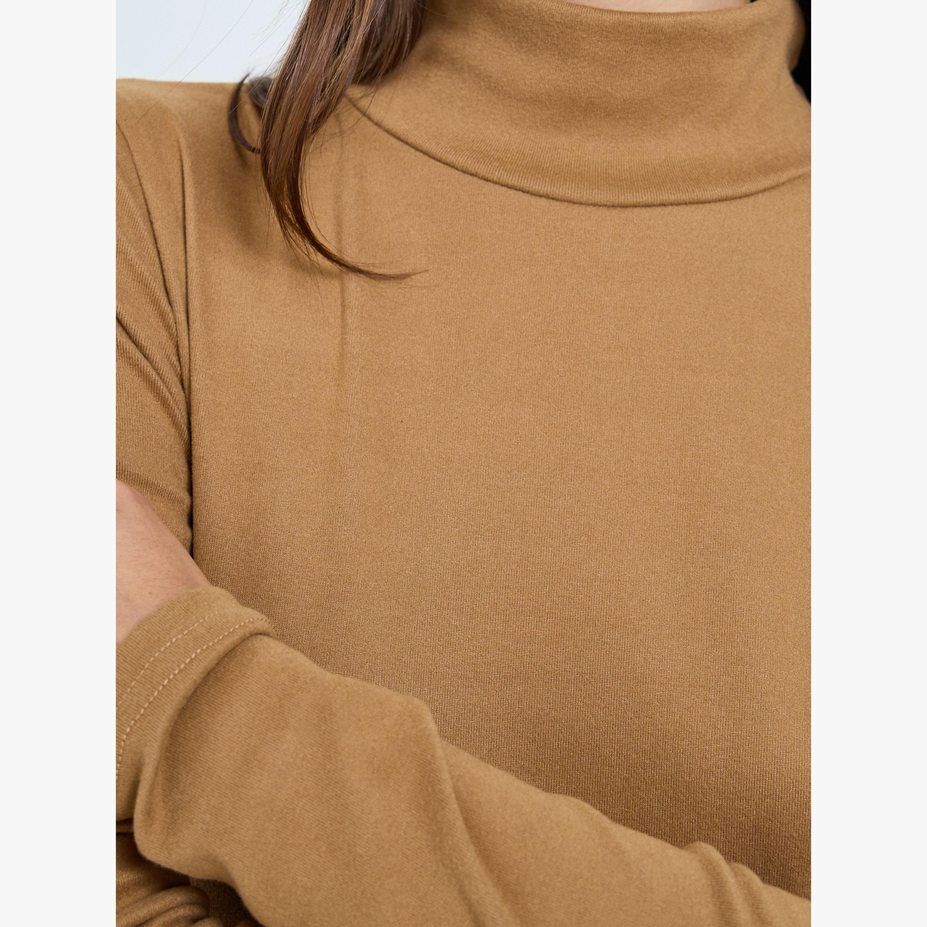 فستان ميدي بيج بحافة واسعة وياقة عالية-women-clothing-dresses-image-4