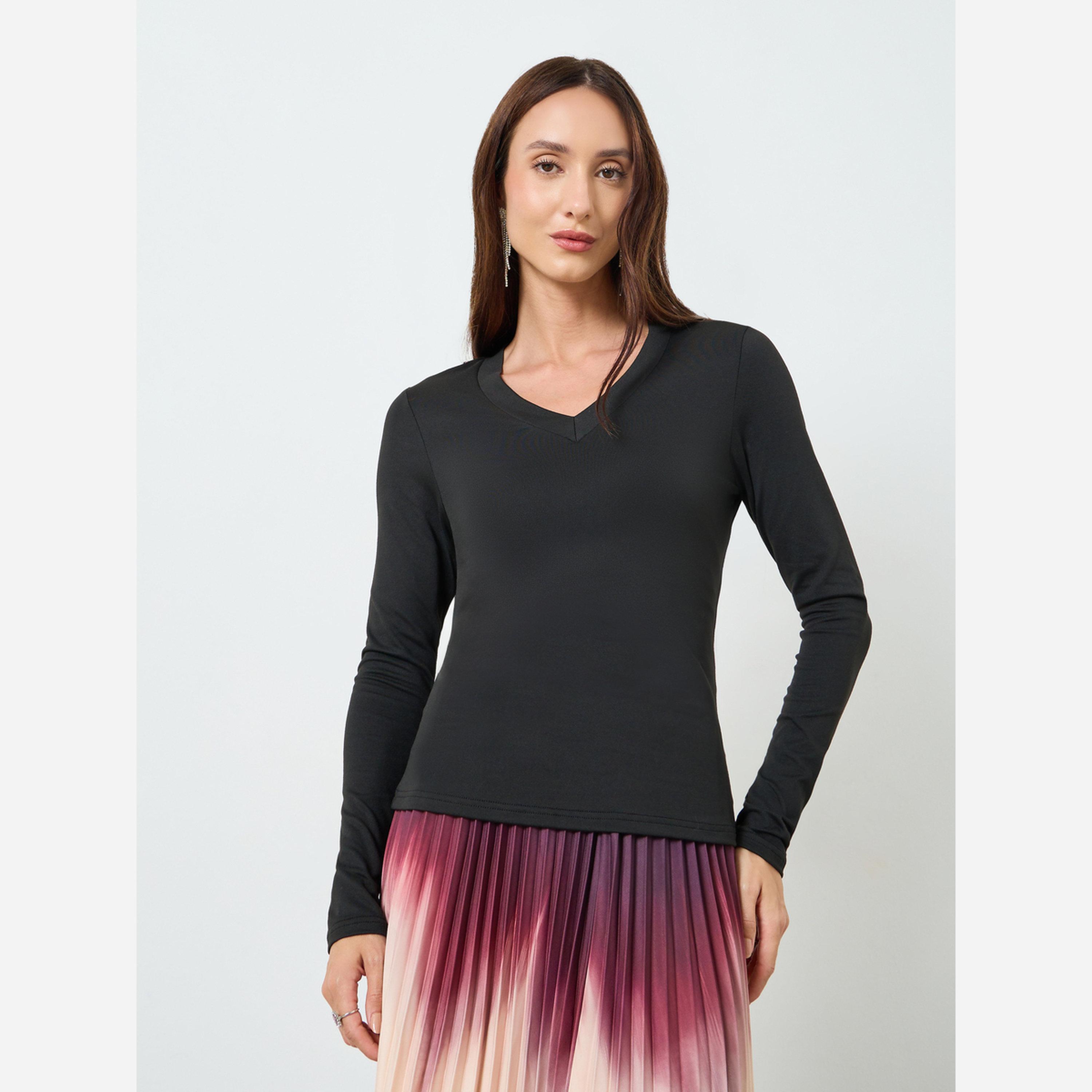 Take Two Women V Neck Top and Pleated Skirt Co-Ords-women-clothing-coordsets-image-3