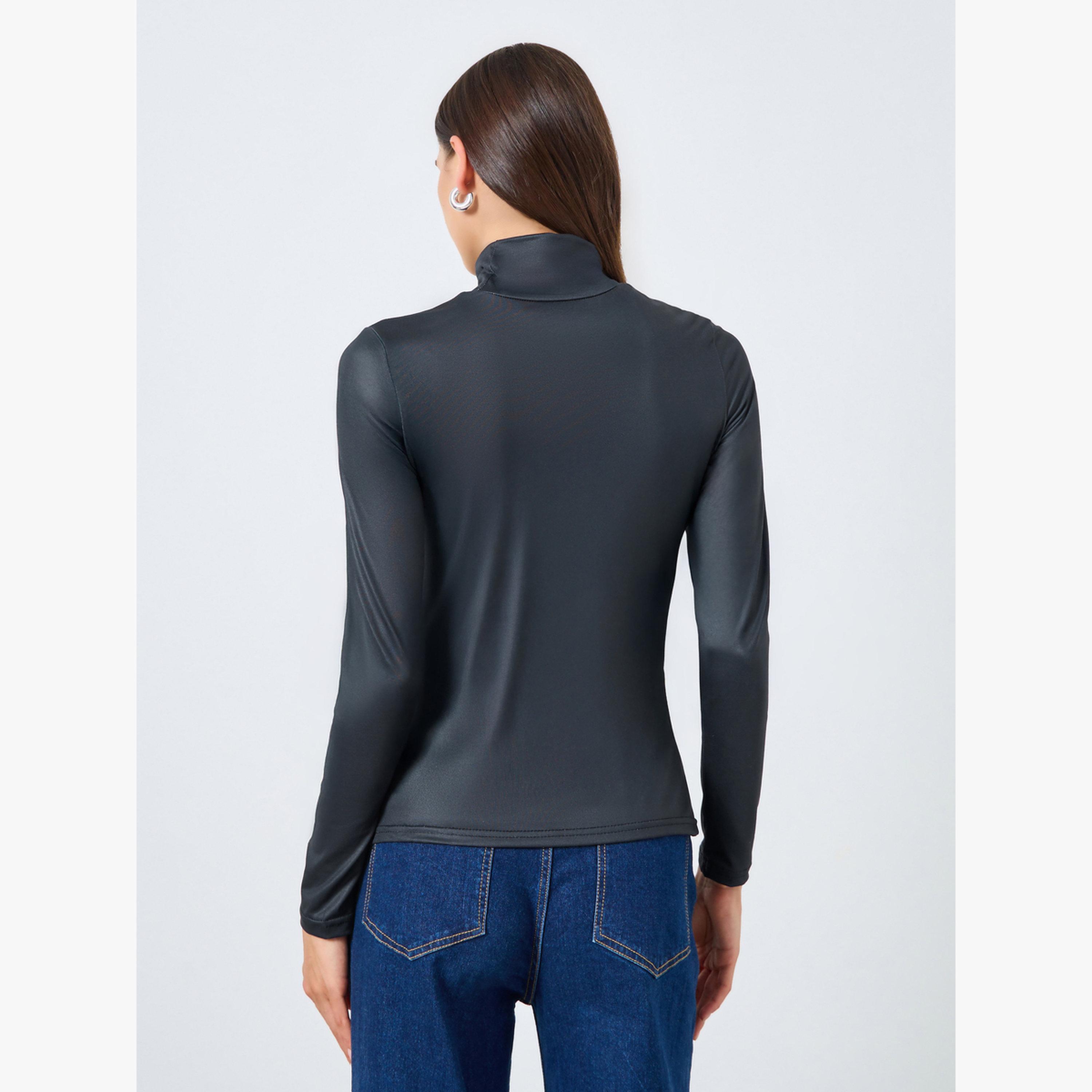 Take Two Graphic Print High Neck Long Sleeve Top-women-clothing-tshirts-image-4