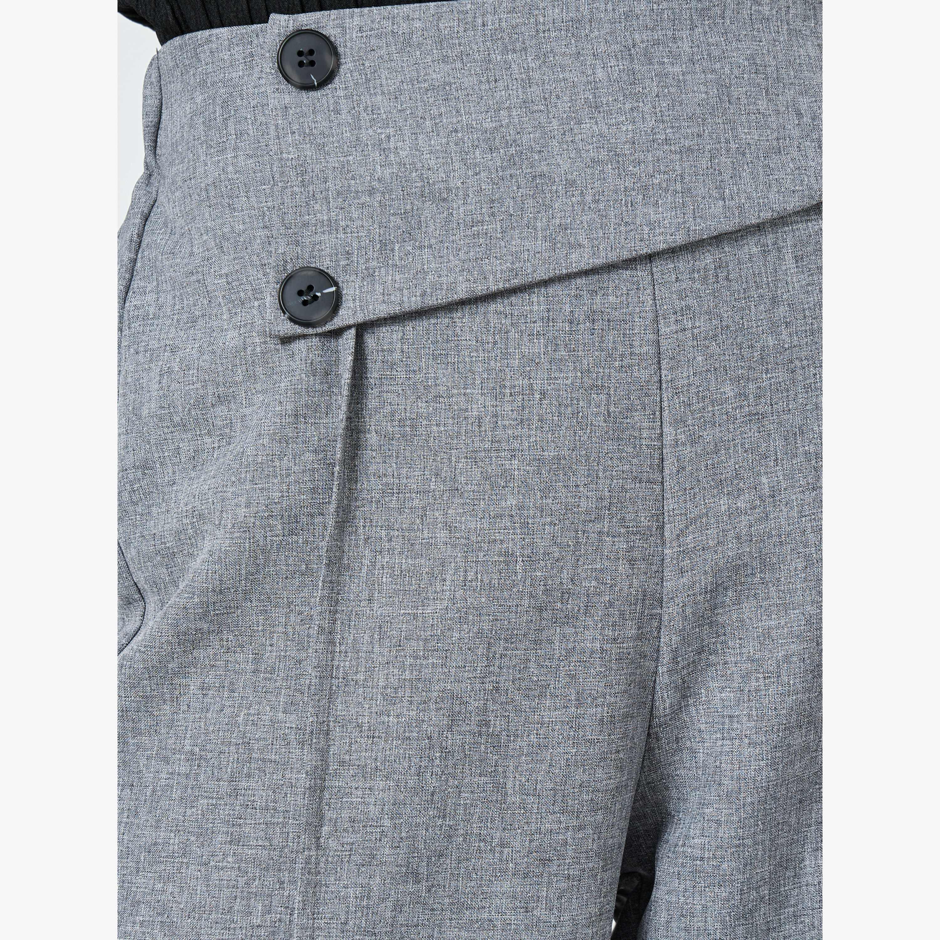 Take Two Women Solid Elastic Waist Button Detail Wide Leg Pants-women-clothing-bottoms-trousers-image-4
