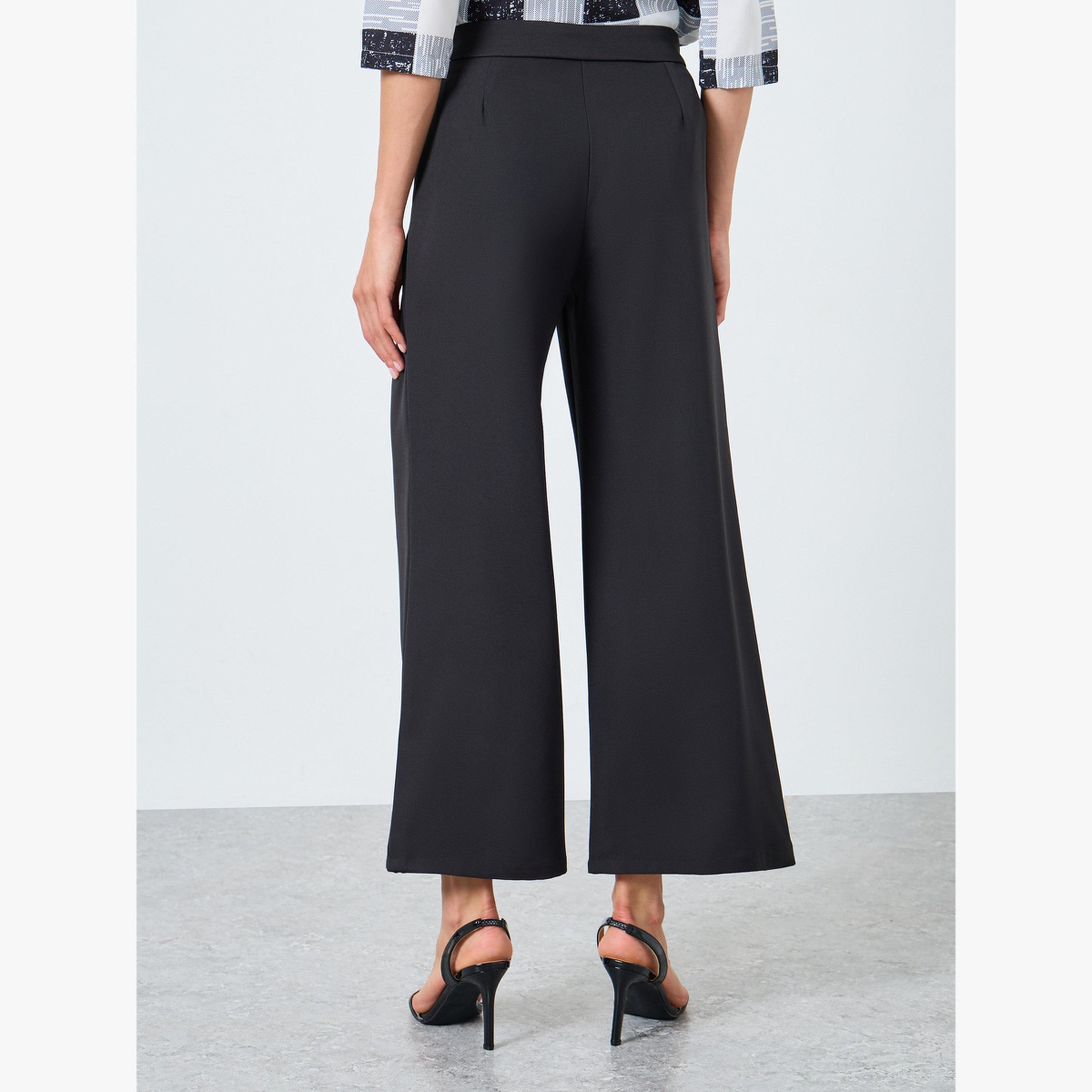 Take Two Women Solid Metal Buckle Waist Wide Leg Pants-women-clothing-bottoms-trousers-image-3
