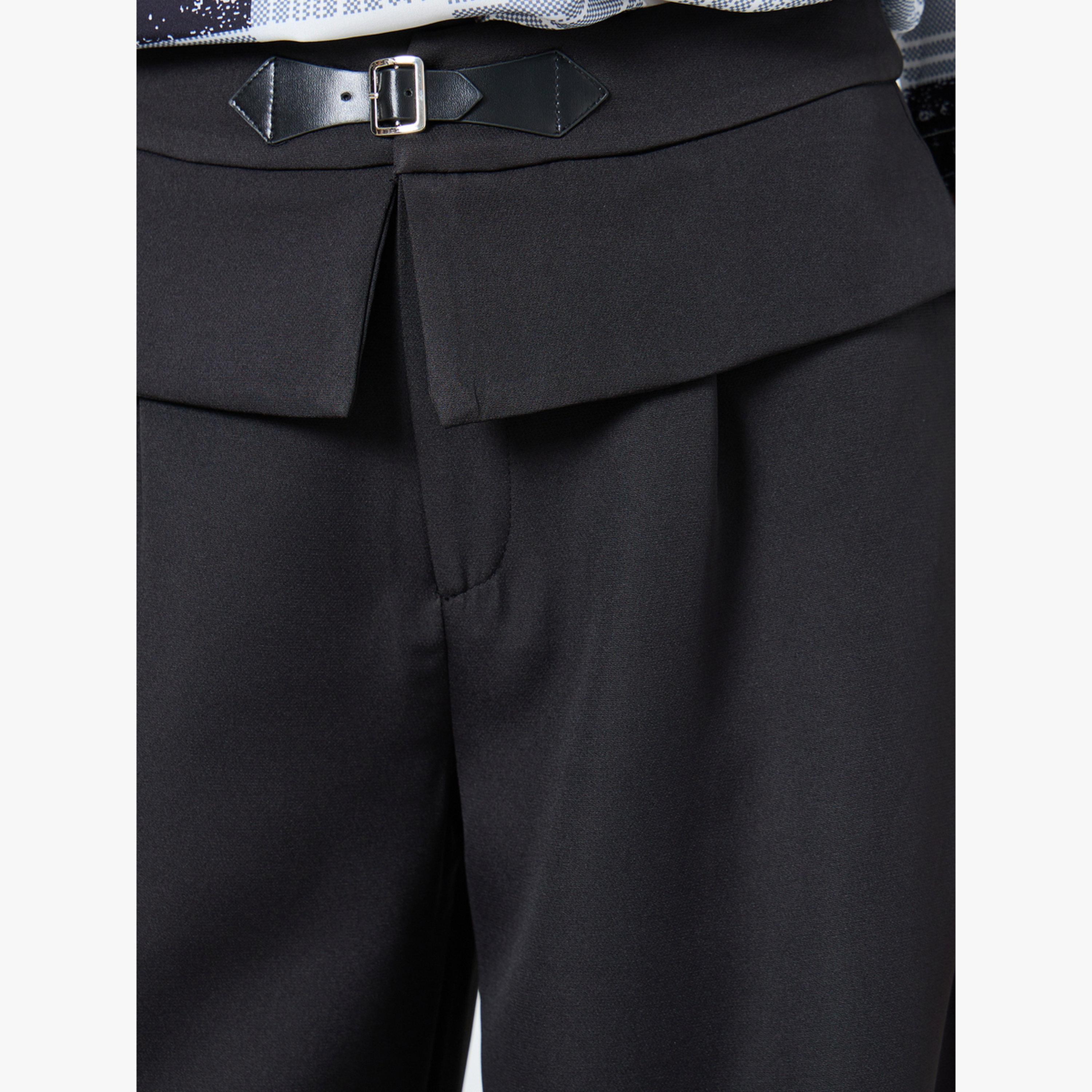Take Two Women Solid Metal Buckle Waist Wide Leg Pants-women-clothing-bottoms-trousers-image-4
