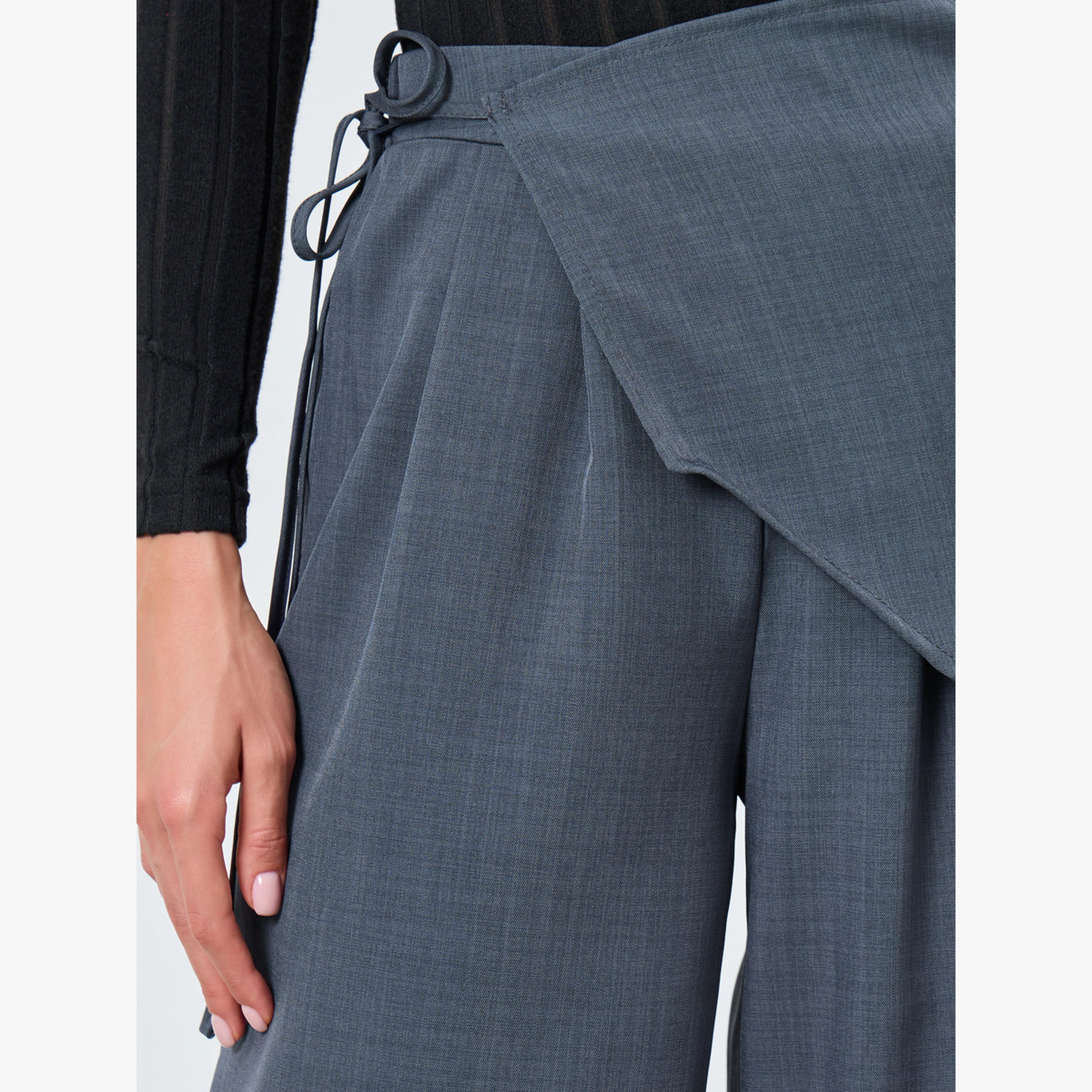 Take Two Grey Solid Tie-Up Wide Leg Pants-women-clothing-bottoms-trousers-image-5