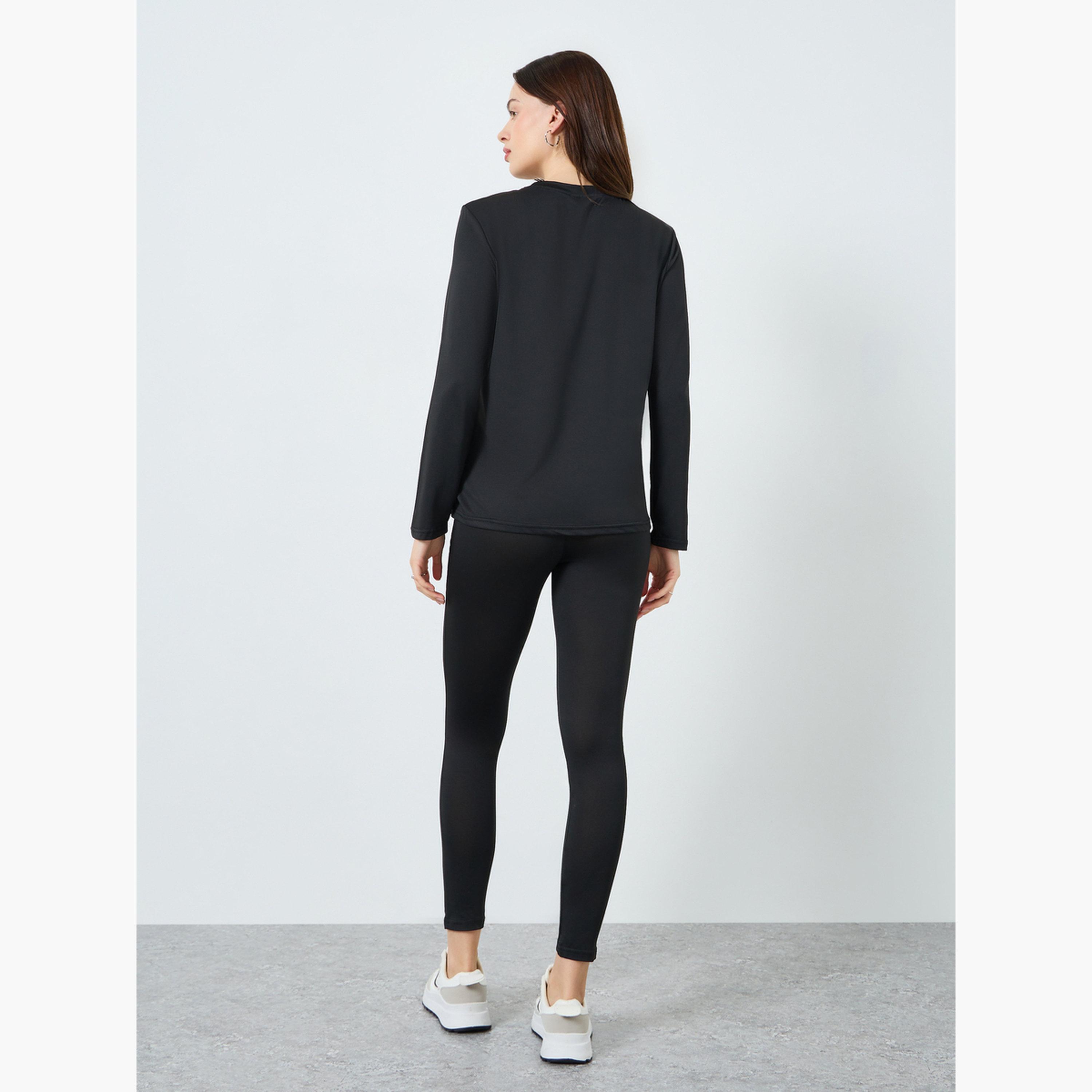 طقم منسق من تيشيرت بأكمام طويلة وليقنز-women-clothing-coordsets-image-3