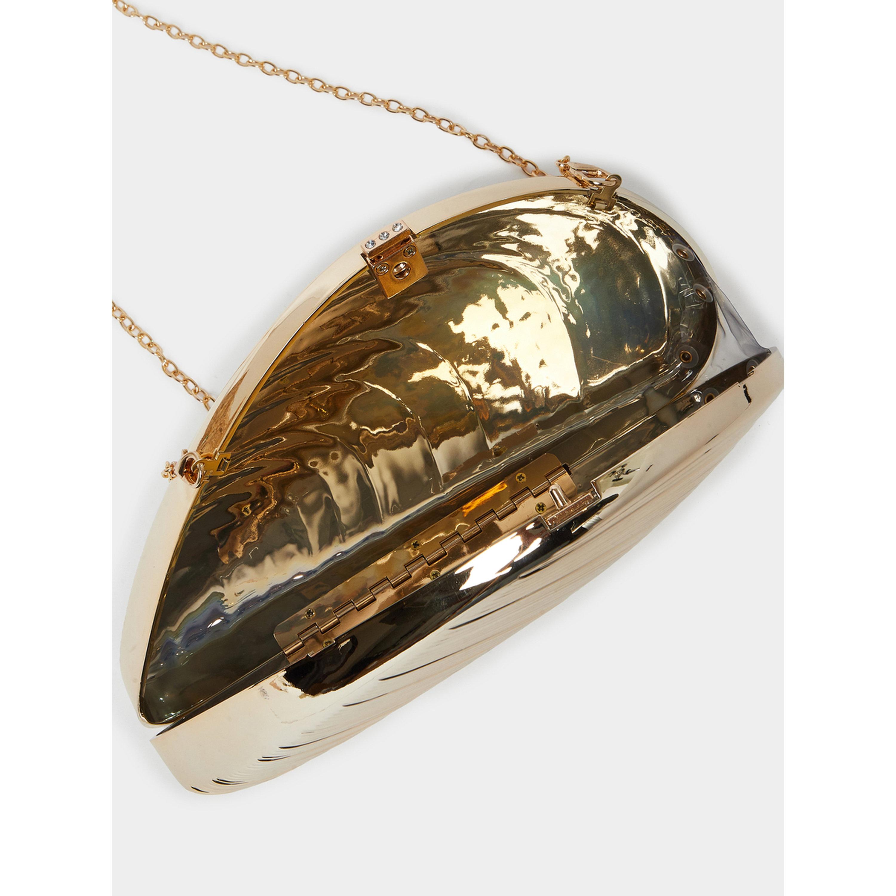 Styli Gold Metallic Shell-Shaped Clutch-women-bagsandwallets-handbags-image-4