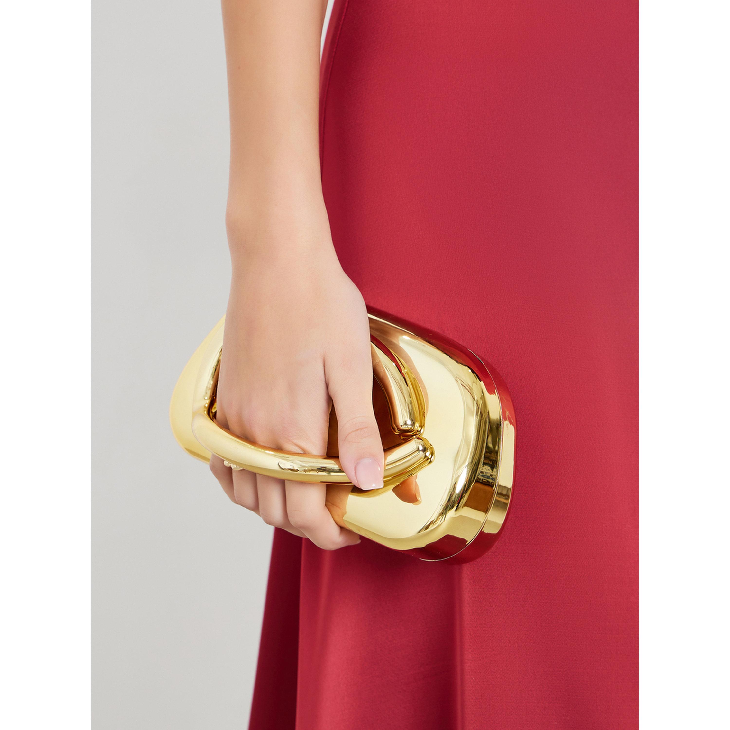 حقيبة كلتش معدنية ملساء بحمالة سلسلة-women-bagsandwallets-handbags-image-2