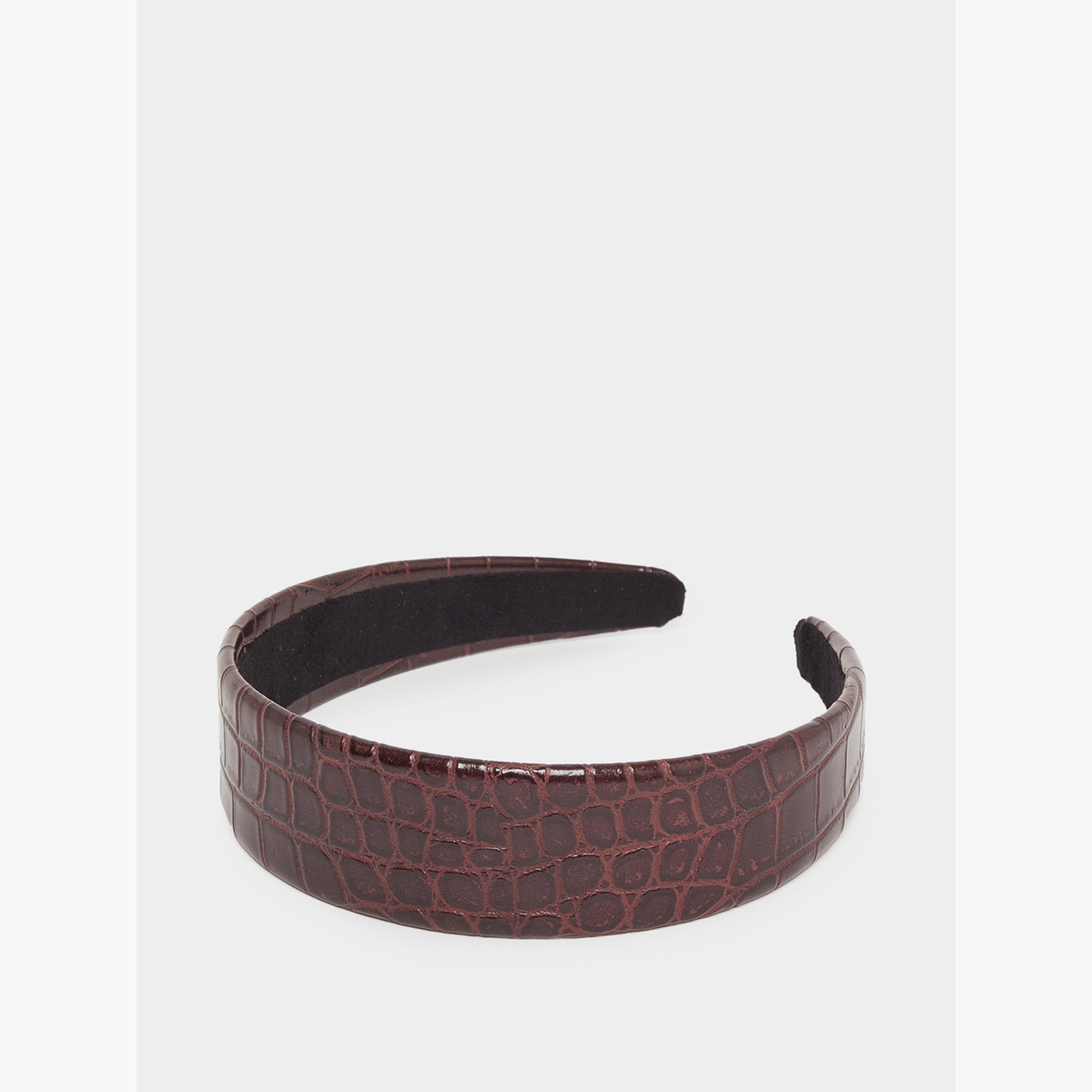 Styli Brown Croc-Effect Headband-women-hairaccessories-bands-image-1