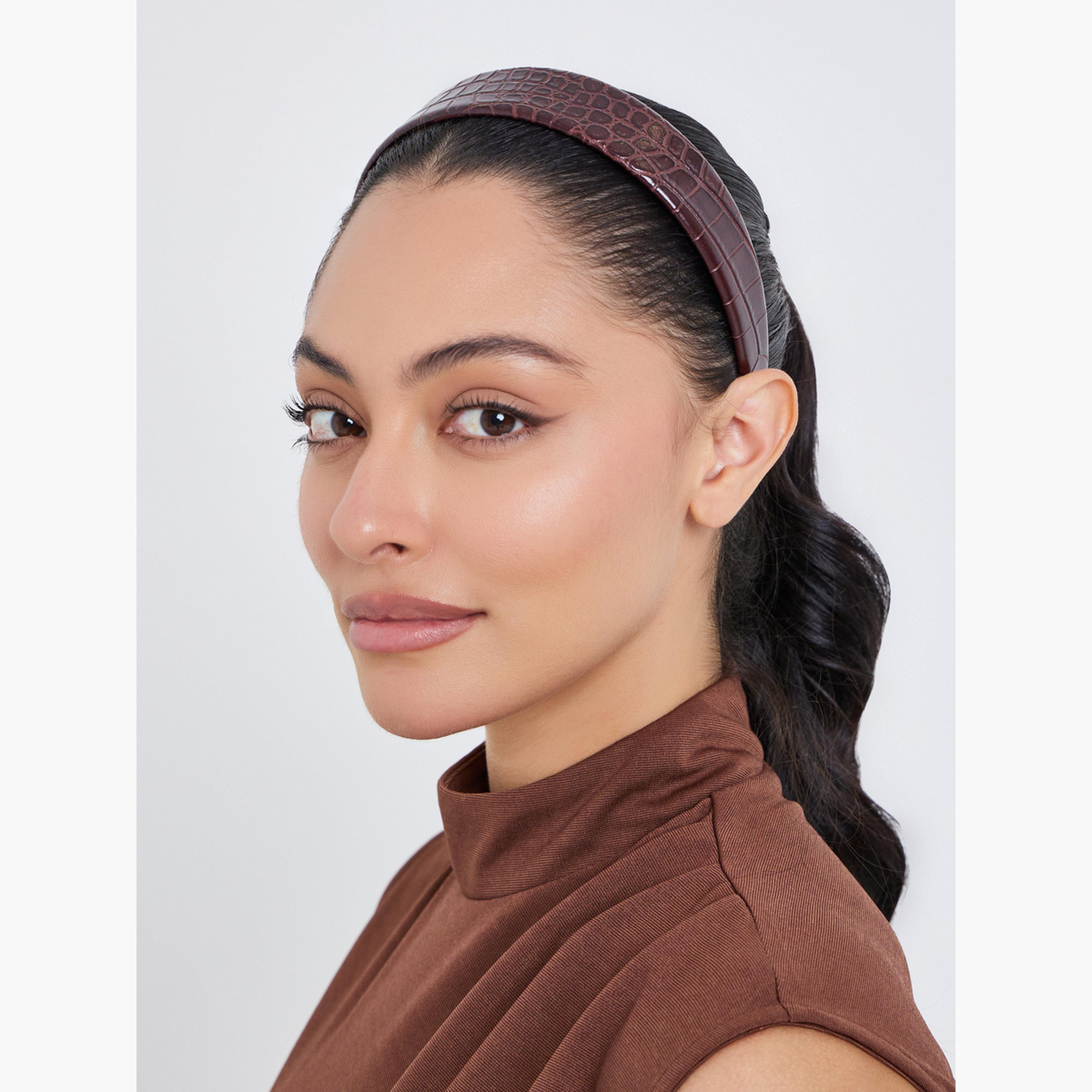 Styli Brown Croc-Effect Headband-women-hairaccessories-bands-image-2