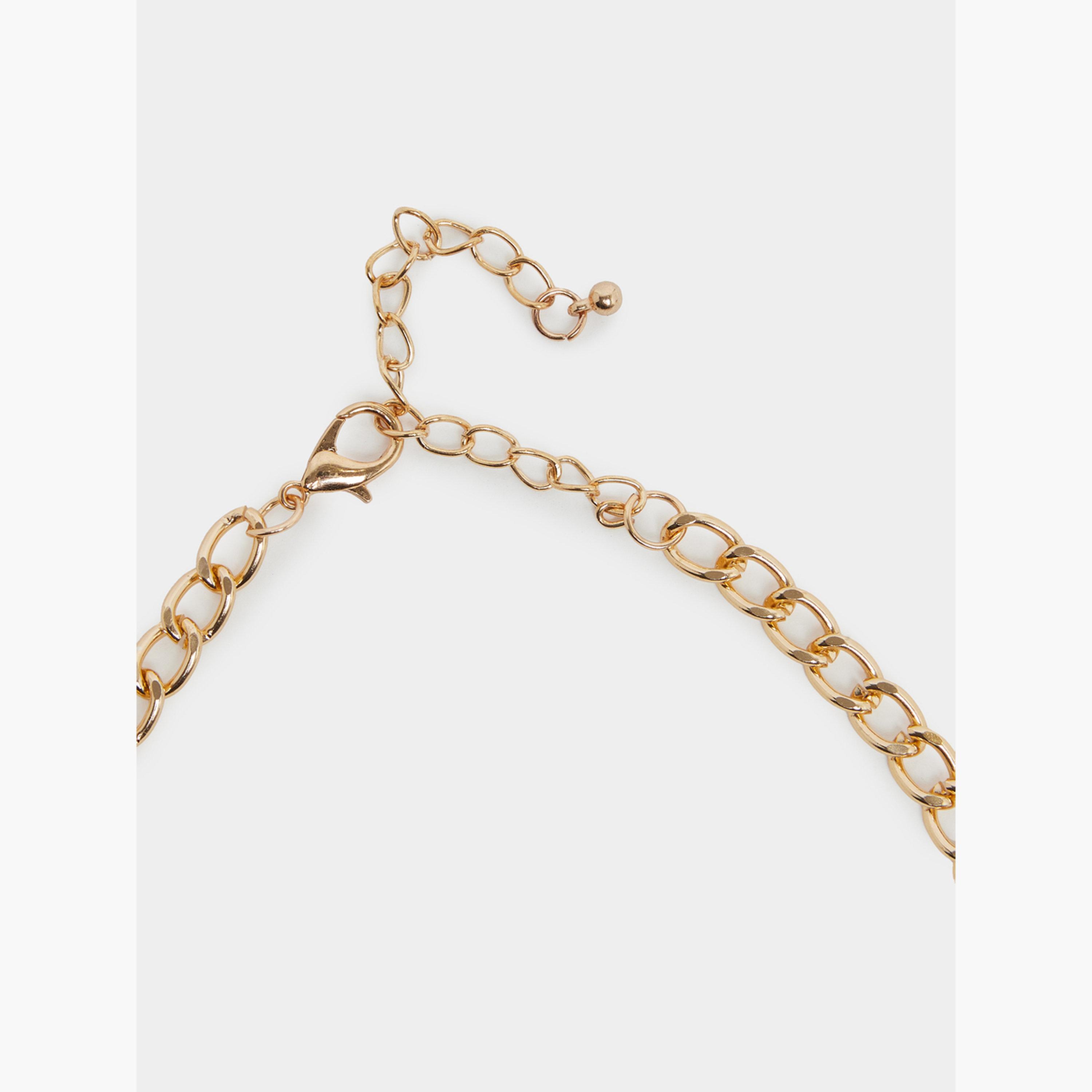 مجموعة من 2 عقد وأقراط بتصميم وردة ذهبية-women-watchesandjewellery-jewellery-jewellerysets-image-4