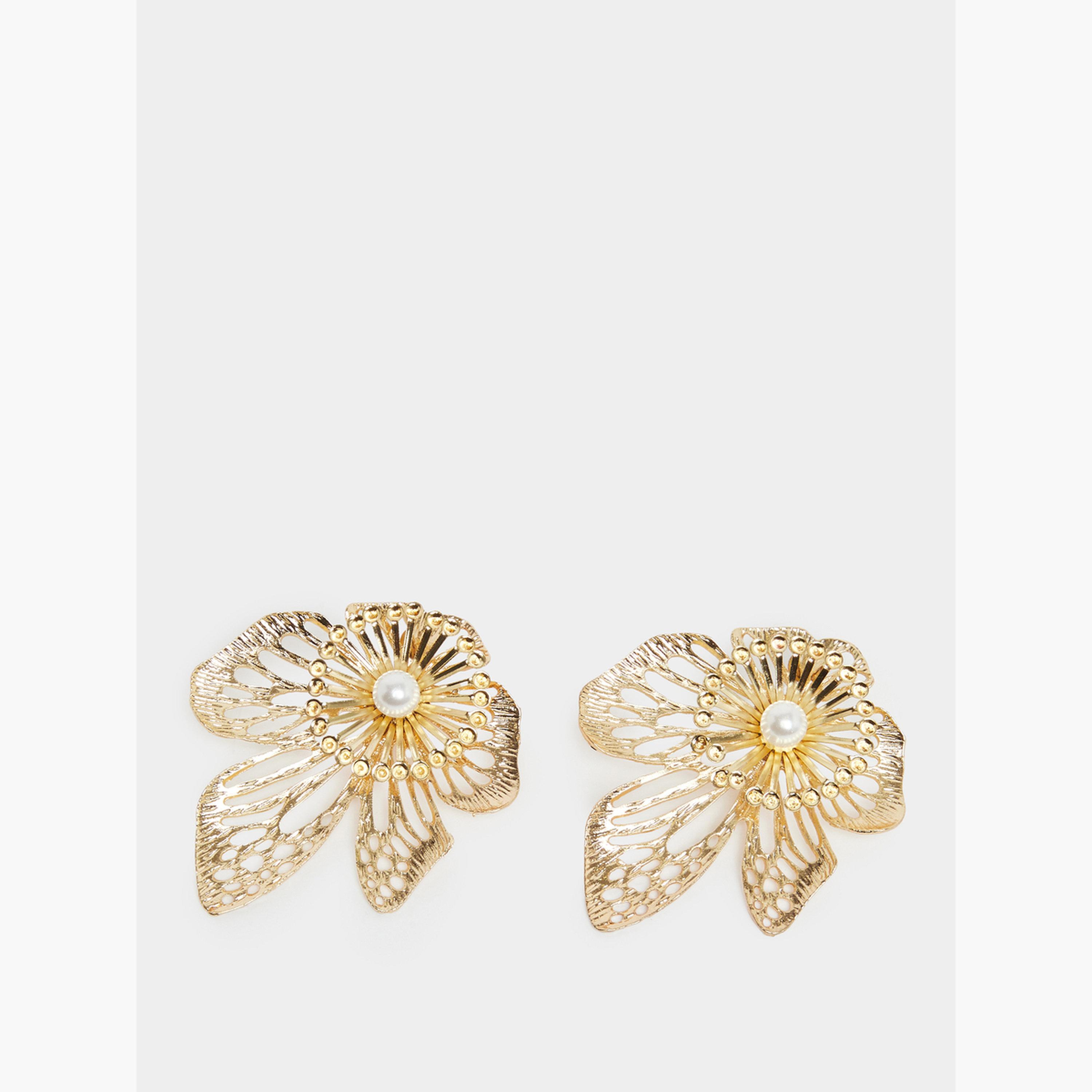 مجموعة من 2 عقد وأقراط بتصميم وردة ذهبية-women-watchesandjewellery-jewellery-jewellerysets-image-5