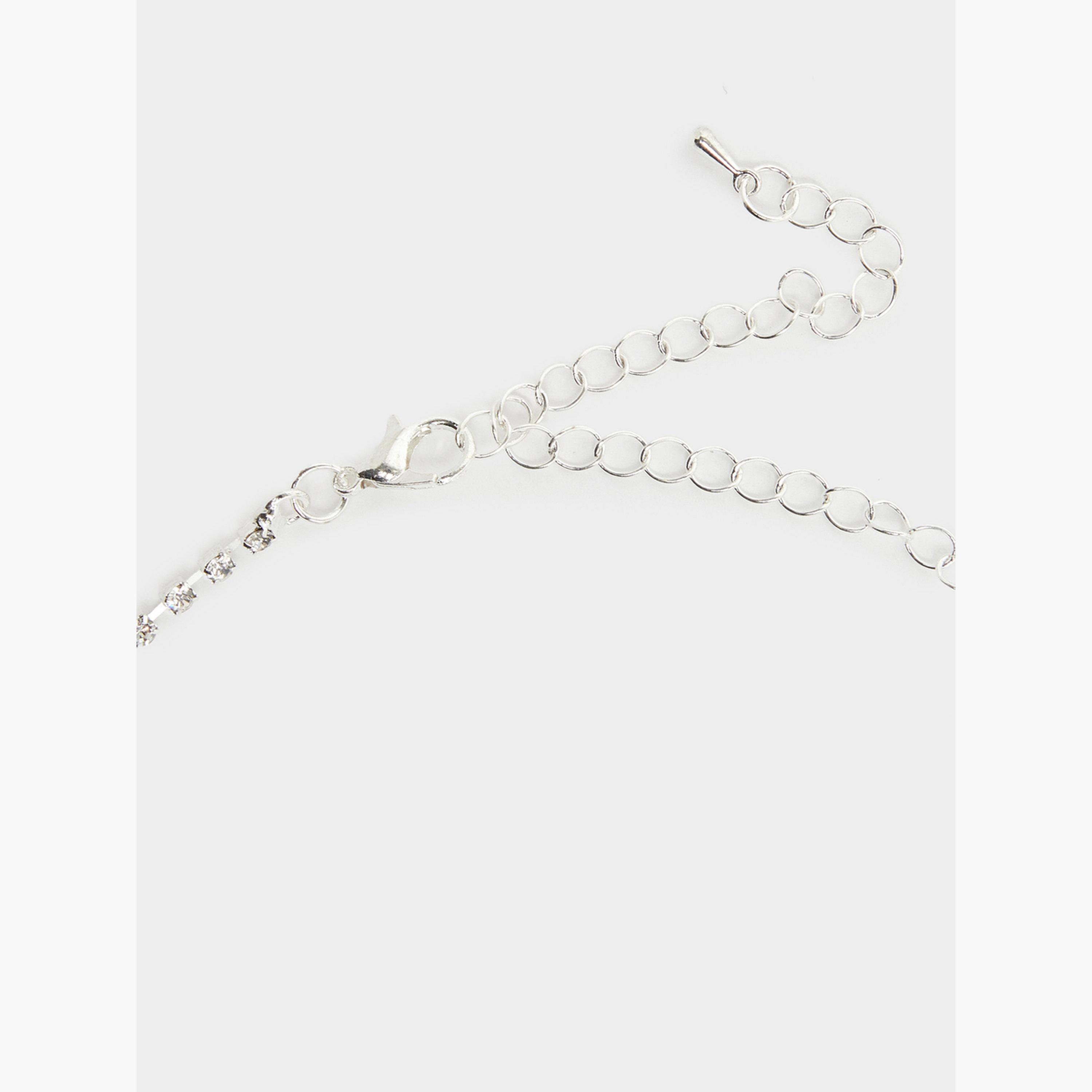 Styli Set of 2 - Silver Crystal Embellished Necklace and Earrings-women-watchesandjewellery-jewellery-jewellerysets-image-4