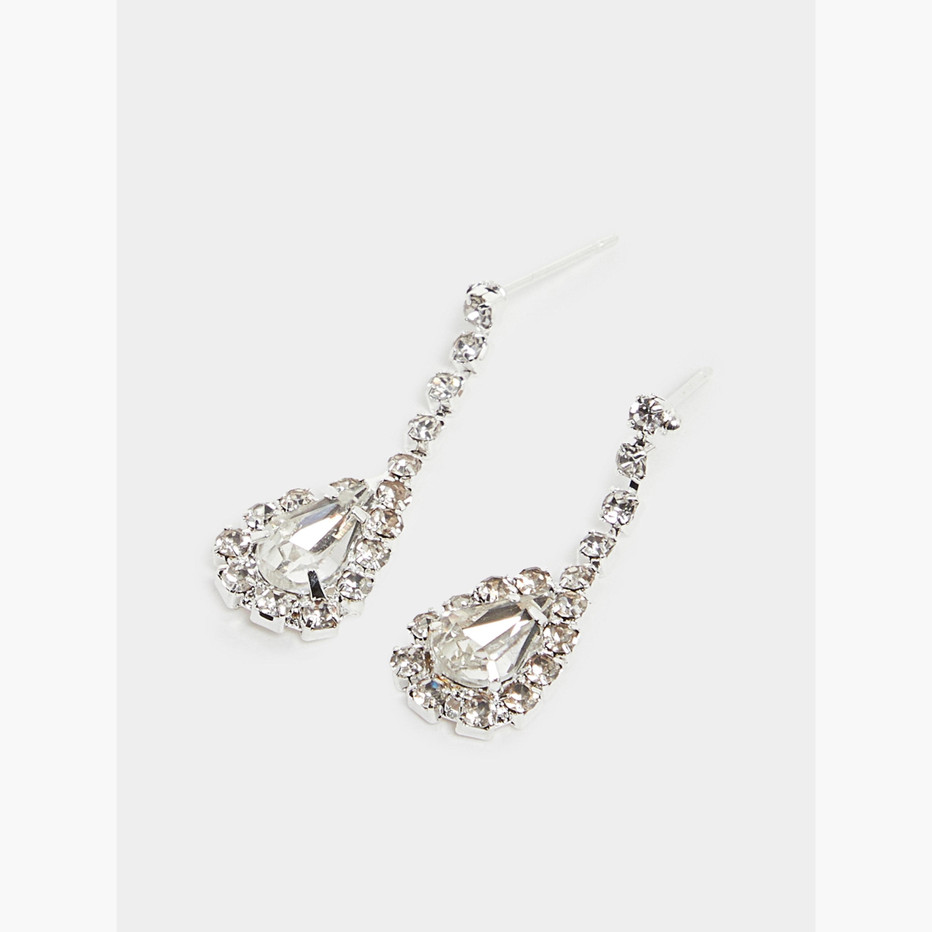 Styli Set of 2 - Silver Crystal Embellished Necklace and Earrings-women-watchesandjewellery-jewellery-jewellerysets-image-6