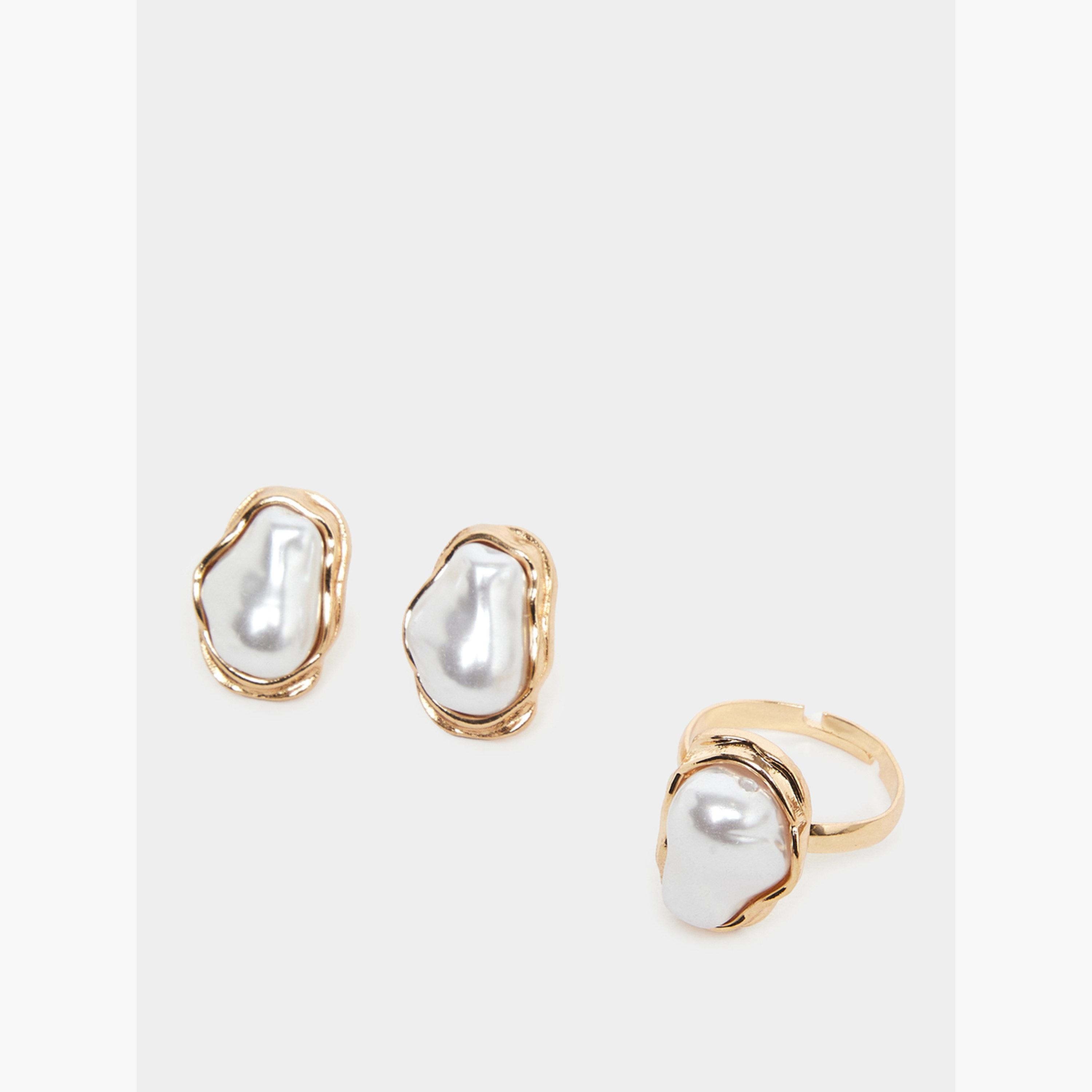 مجموعة من 4 عقد وسوار وخاتم وأقراط بسلسلة ذهبية-women-watchesandjewellery-jewellery-jewellerysets-image-5