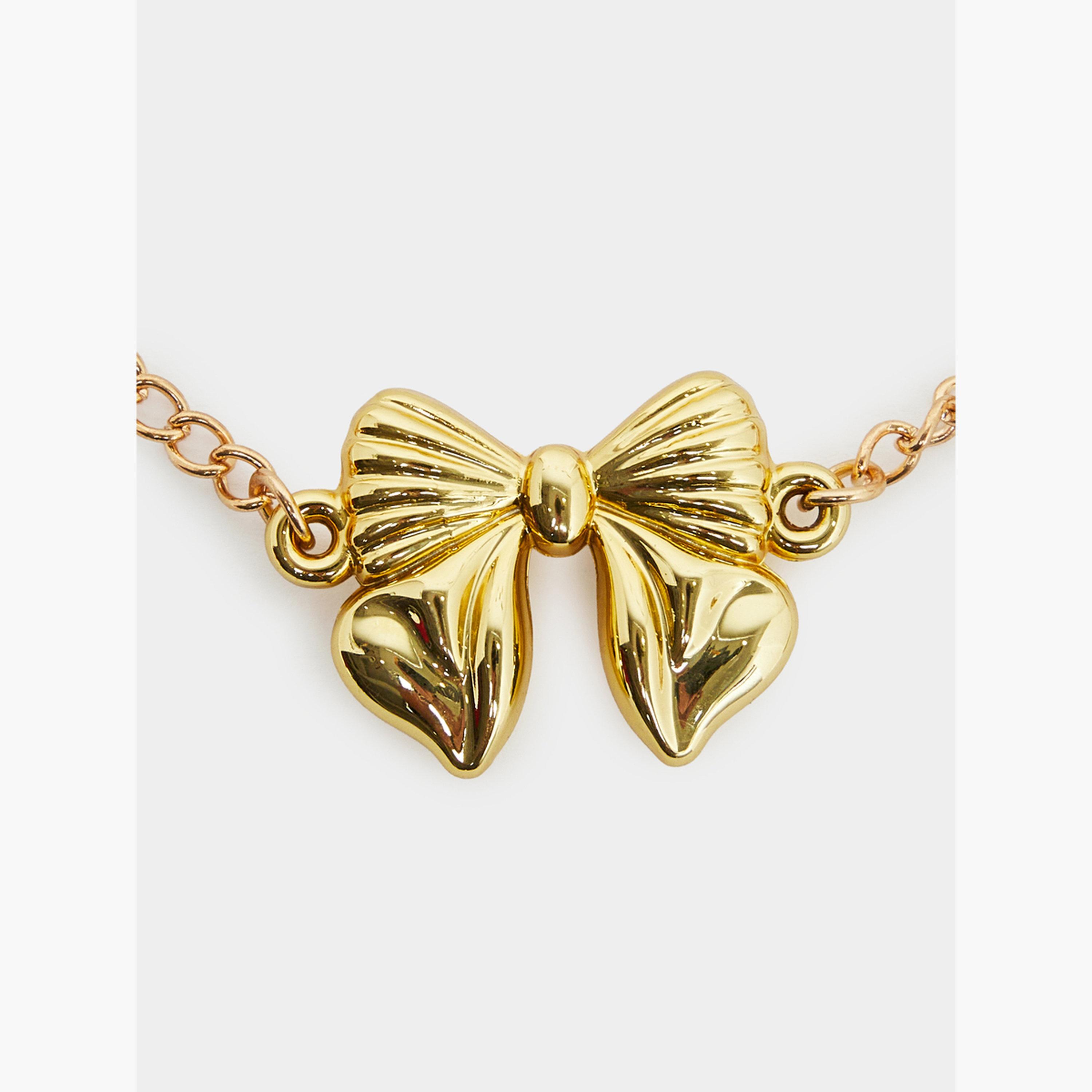 Styli Gold Tone Bow Necklace and Bracelet Set-women-watchesandjewellery-jewellery-jewellerysets-image-2