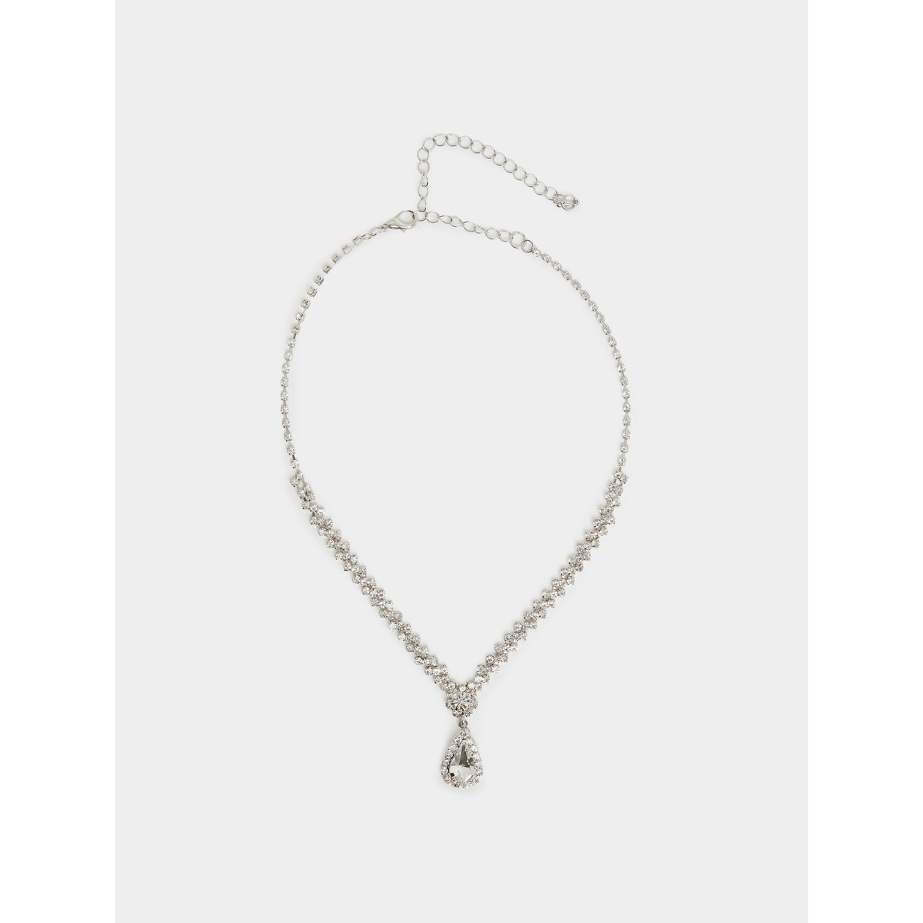 مجموعة من 2 عقد وأقراط مزينة بكريستال فضي-women-watchesandjewellery-jewellery-jewellerysets-image-2