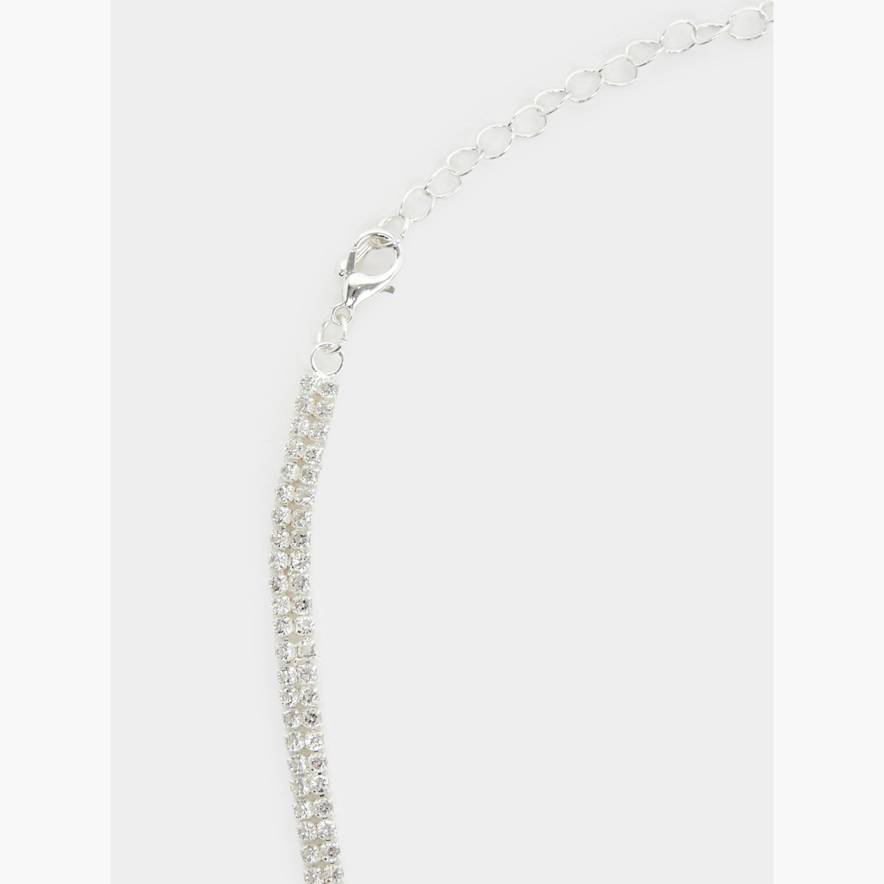 Styli Set of 2 - Silver Crystal Embellished Necklace and Earrings-women-watchesandjewellery-jewellery-jewellerysets-image-4