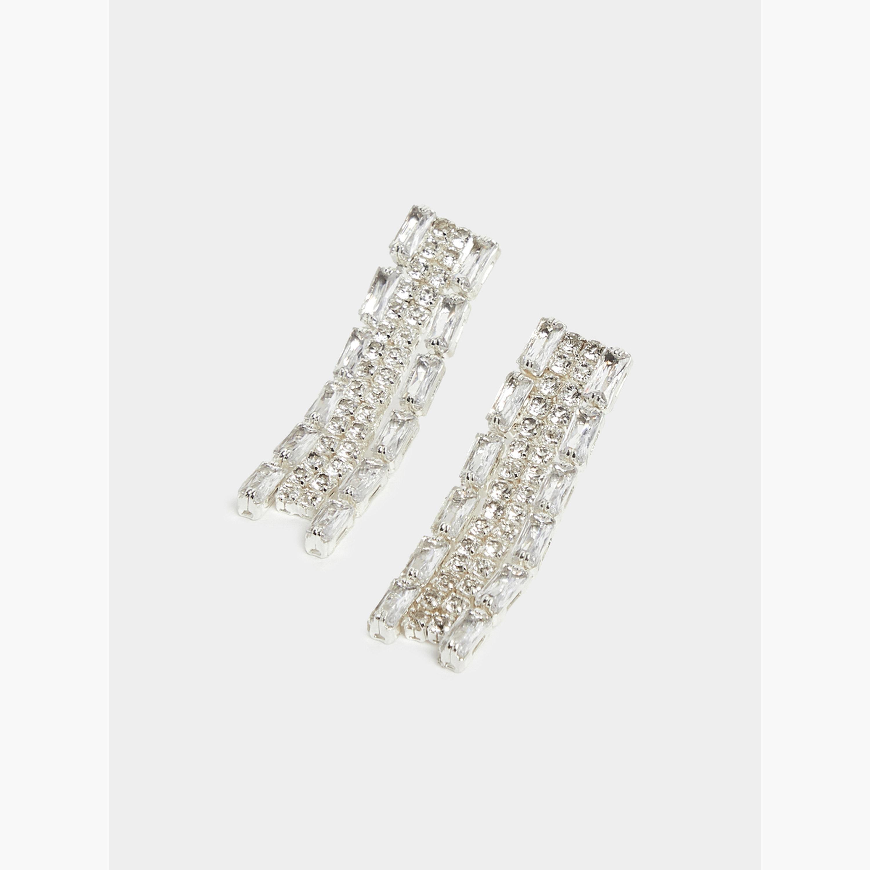 مجموعة من 2 عقد وأقراط مزينة بكريستال فضي-women-watchesandjewellery-jewellery-jewellerysets-image-5