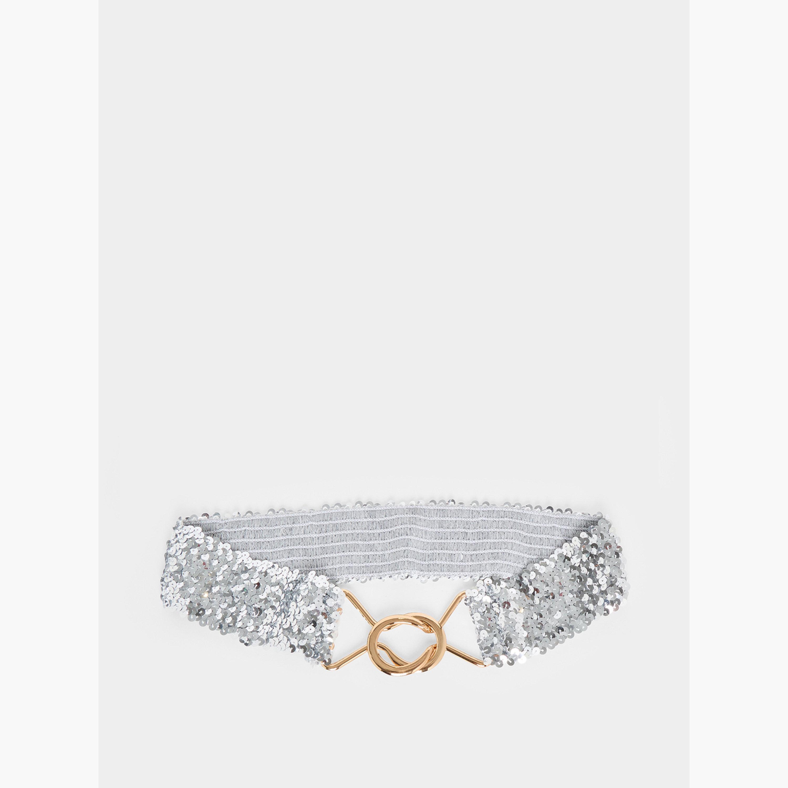 Styli Silver Sequin Elastic Belt-women-clothingaccessories-belts-image-1