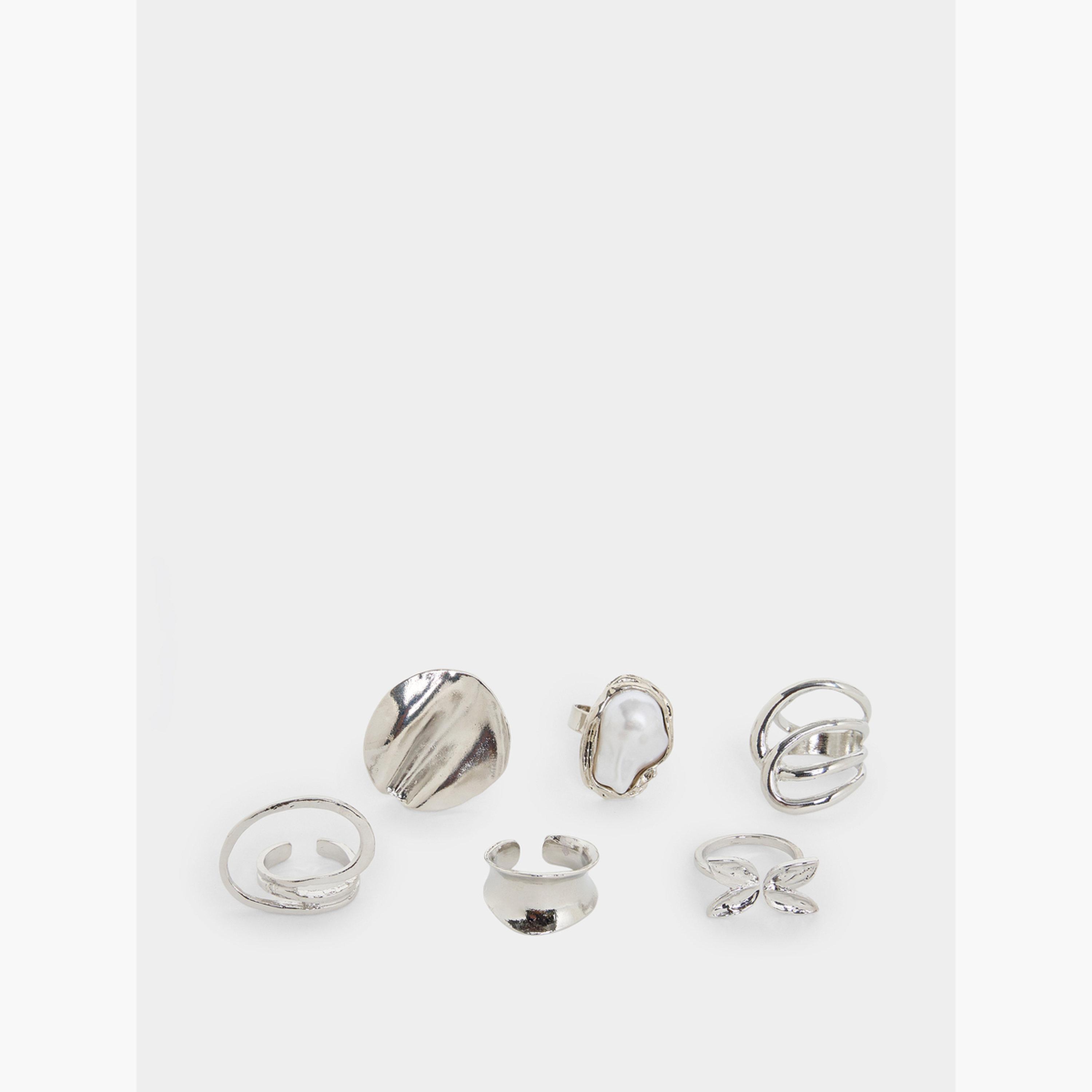 Styli Set of 6 - Assorted Silver Ring-women-watchesandjewellery-jewellery-rings-image-1