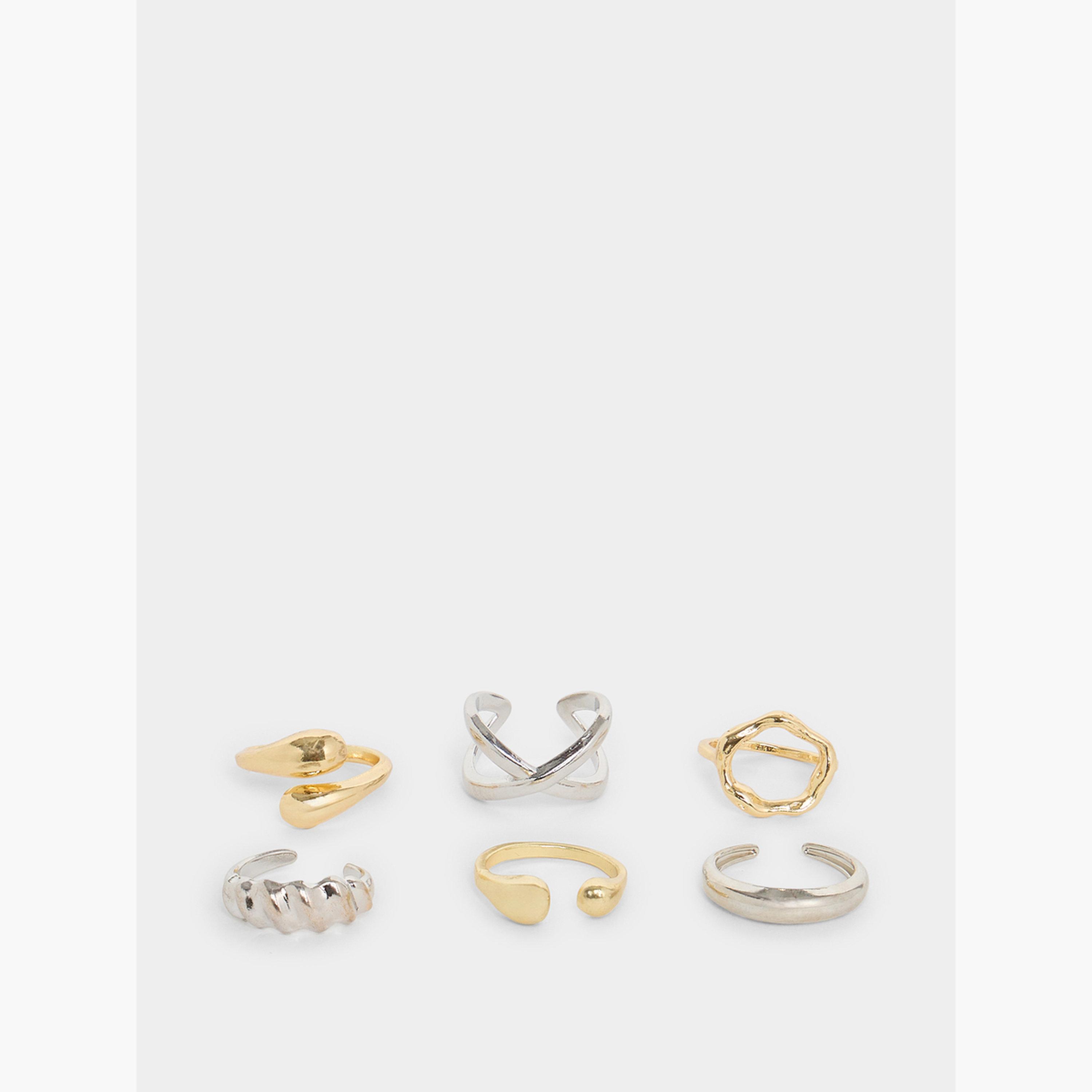 مجموعة من 6 خواتم يد كاجوال-women-watchesandjewellery-jewellery-rings-image-1