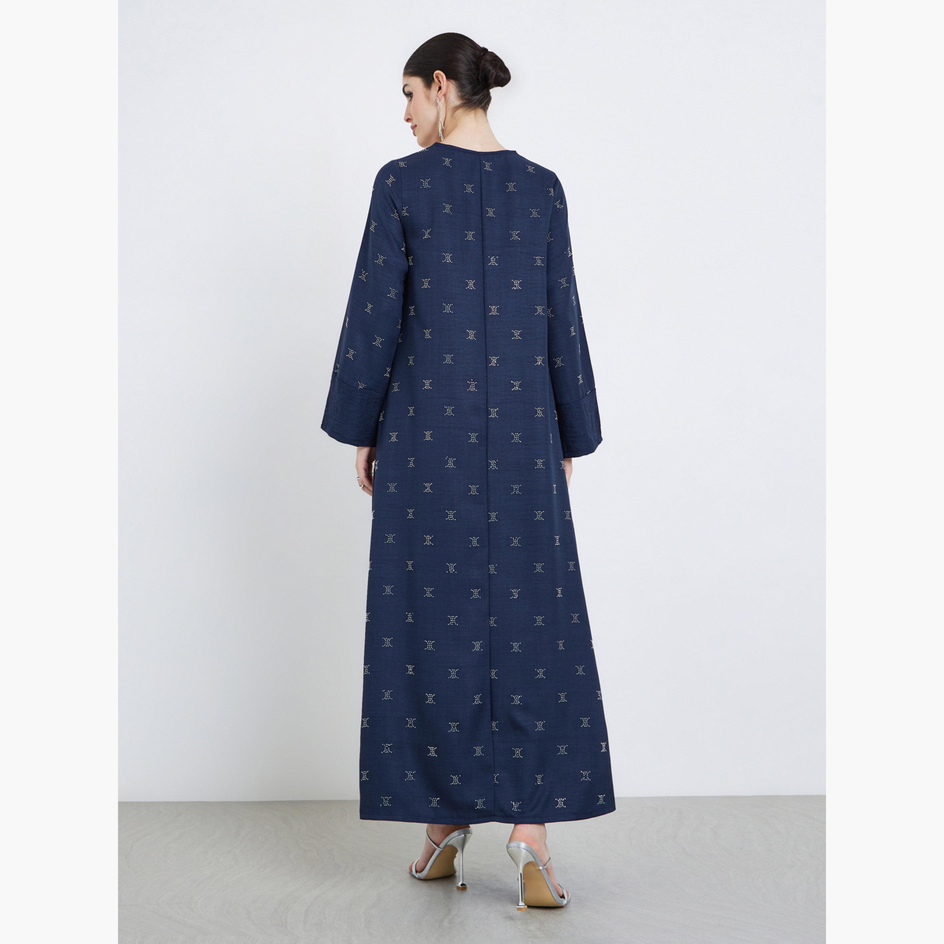 جلابية بحافة واسعة وطبعة فويل-women-arabicclothing-jalabiyas-image-5