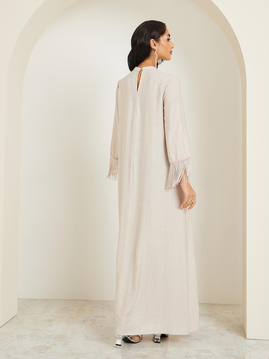 Styli Women Rhinestone Embellished Jalabiya with Tassel Trim-women-arabicclothing-jalabiyas-image-4