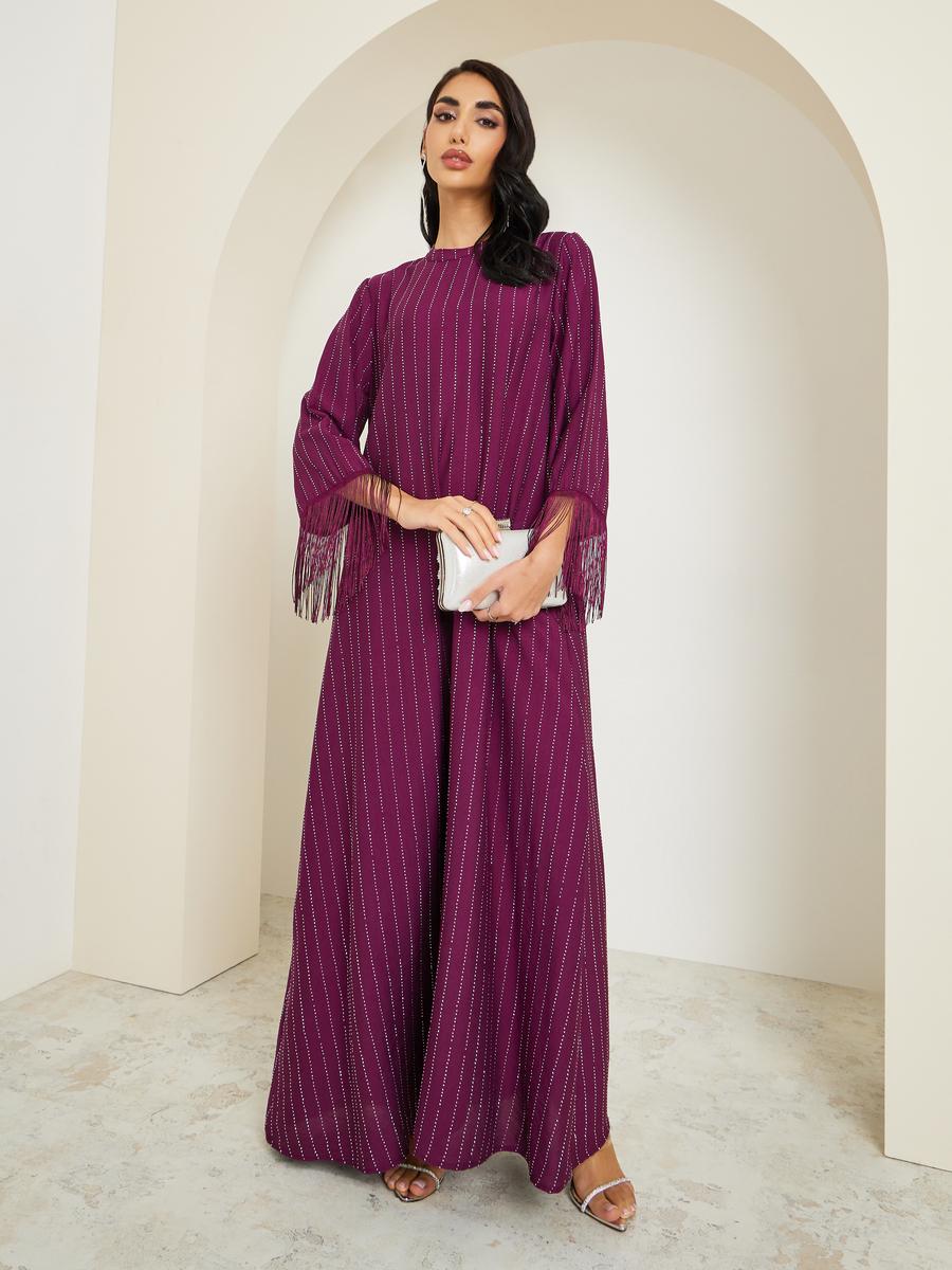 جلابية مزينة بأحجار الراين وشرابات-women-arabicclothing-jalabiyas-image-1