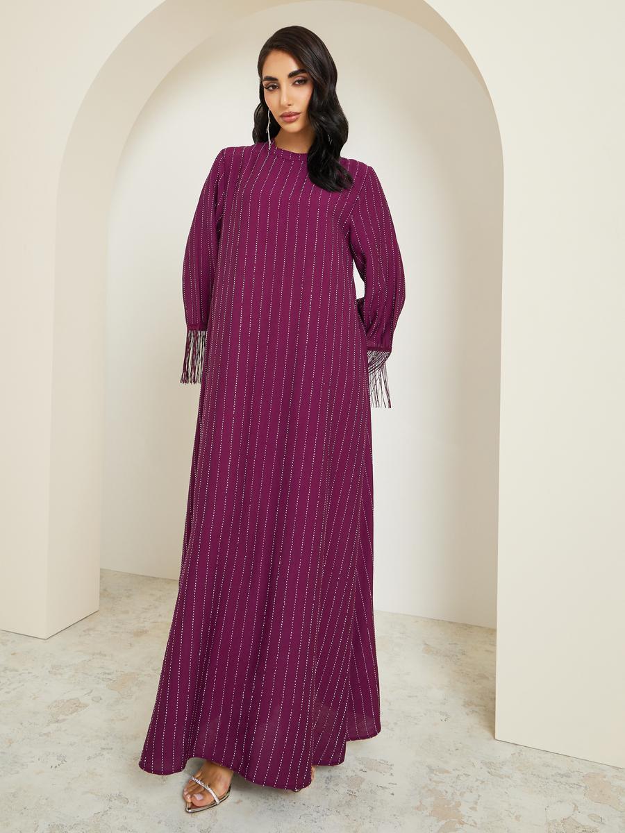 جلابية مزينة بأحجار الراين وشرابات-women-arabicclothing-jalabiyas-image-3