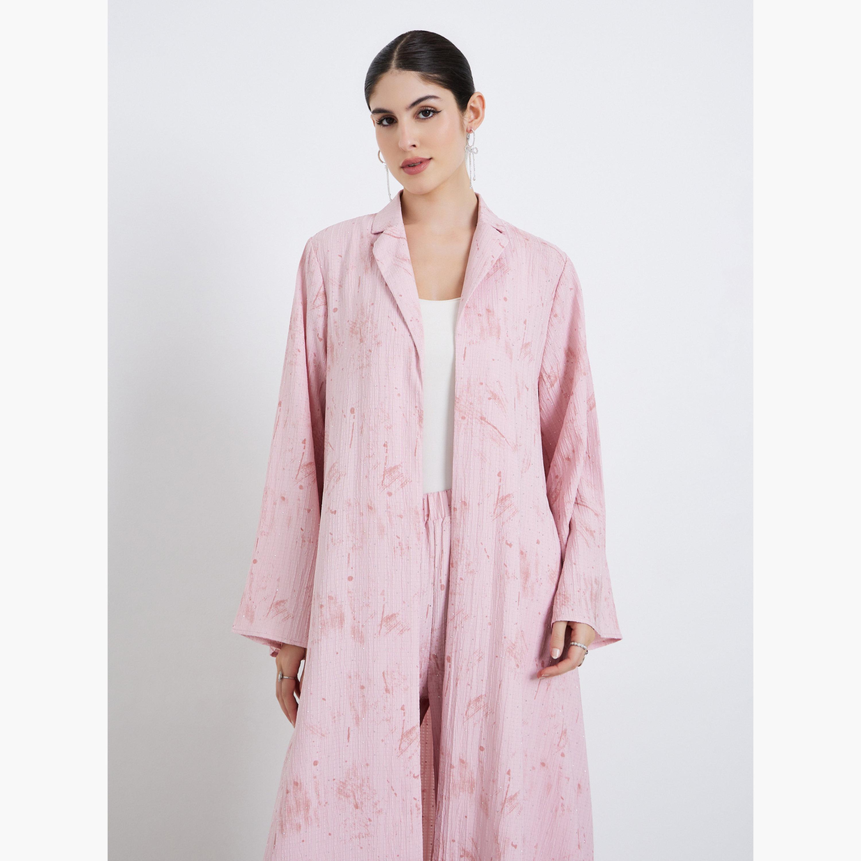 أميرة x ستايلي طقم محتشم من بنطال وعباية بقماش بارز الملمس وياقة مطوية-women-clothing-shirtsandblouses-blouses-image-2