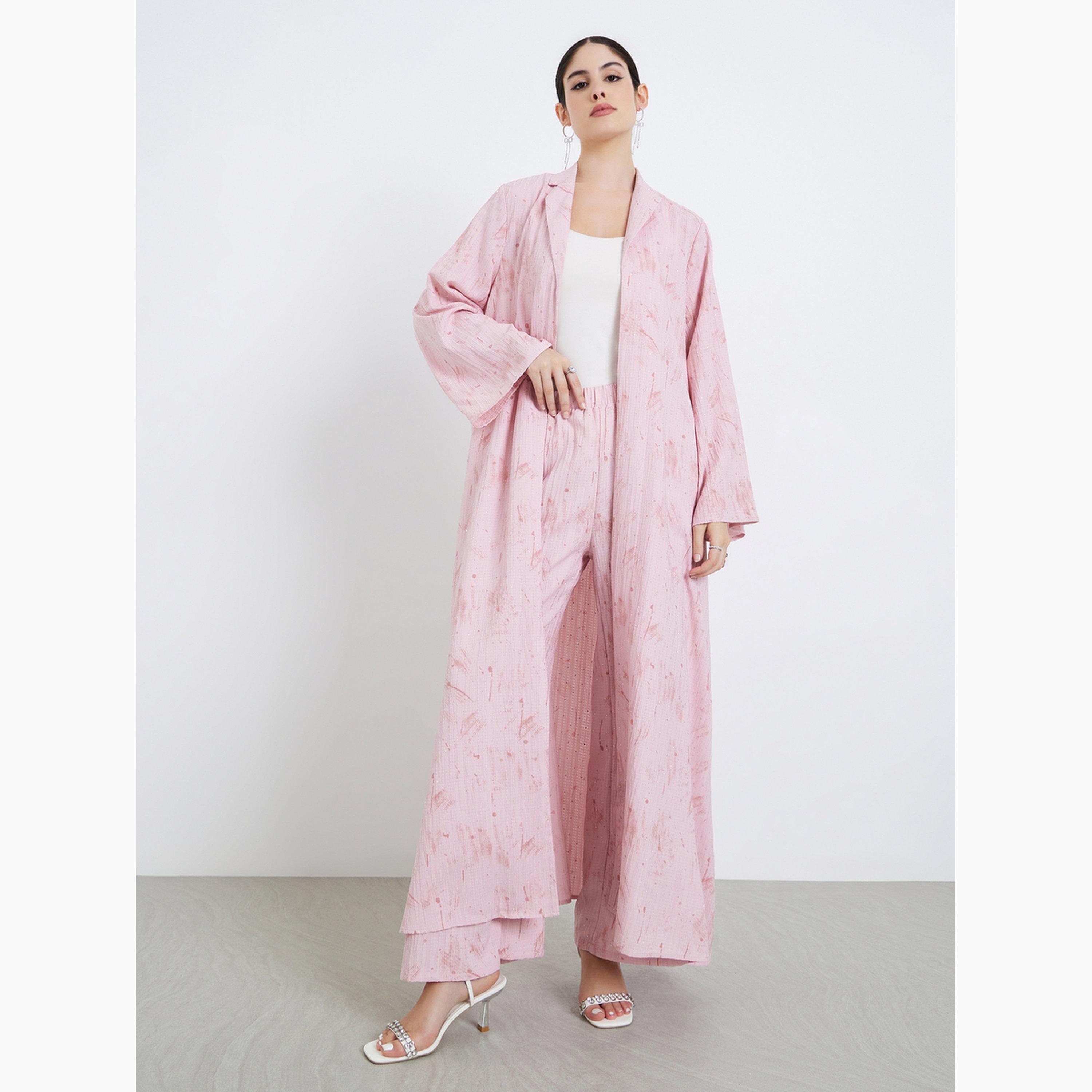 أميرة x ستايلي طقم محتشم من بنطال وعباية بقماش بارز الملمس وياقة مطوية-women-clothing-shirtsandblouses-blouses-image-3