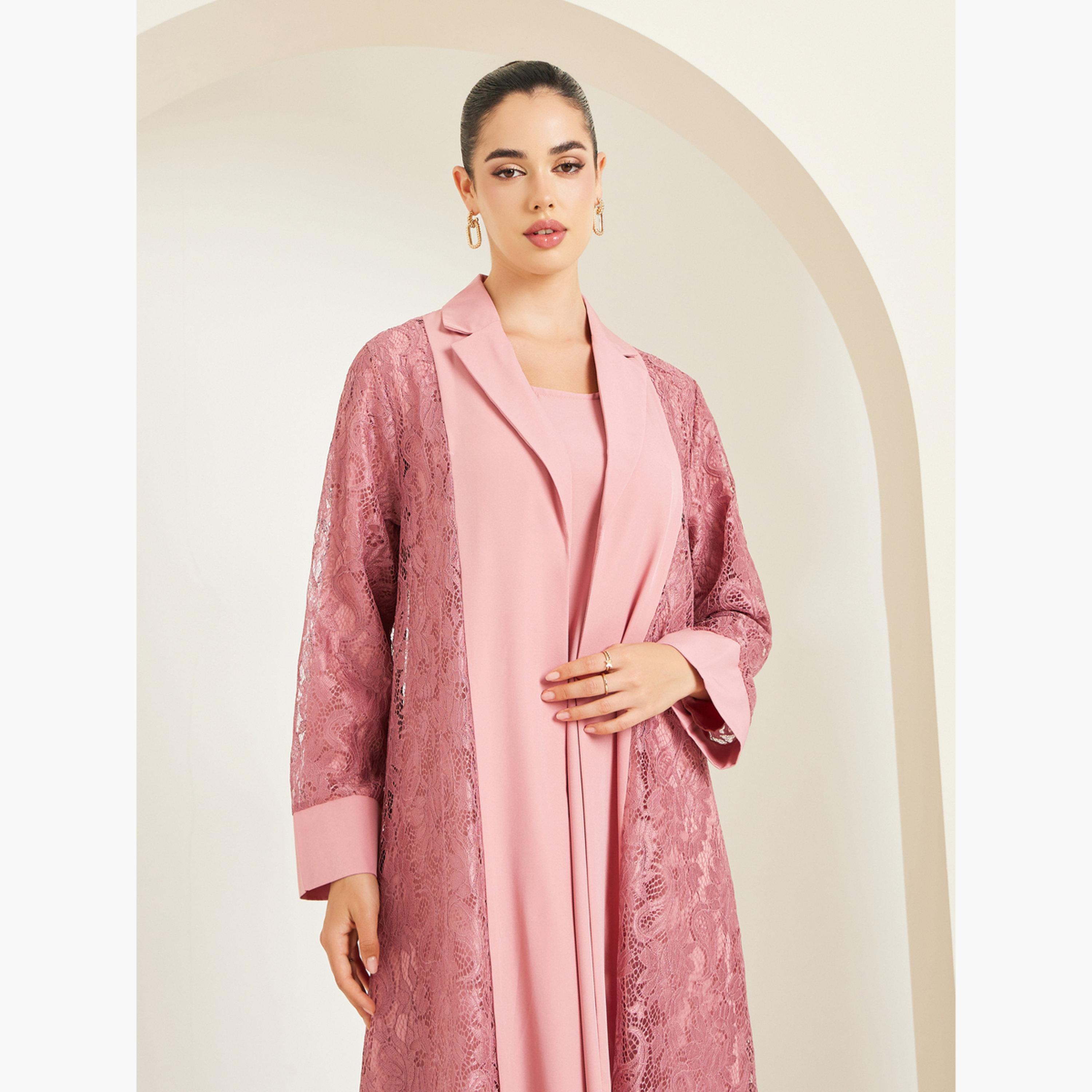 طقم عباية وفستان بتفاصيل دانتيل-women-arabicclothing-sets-image-2