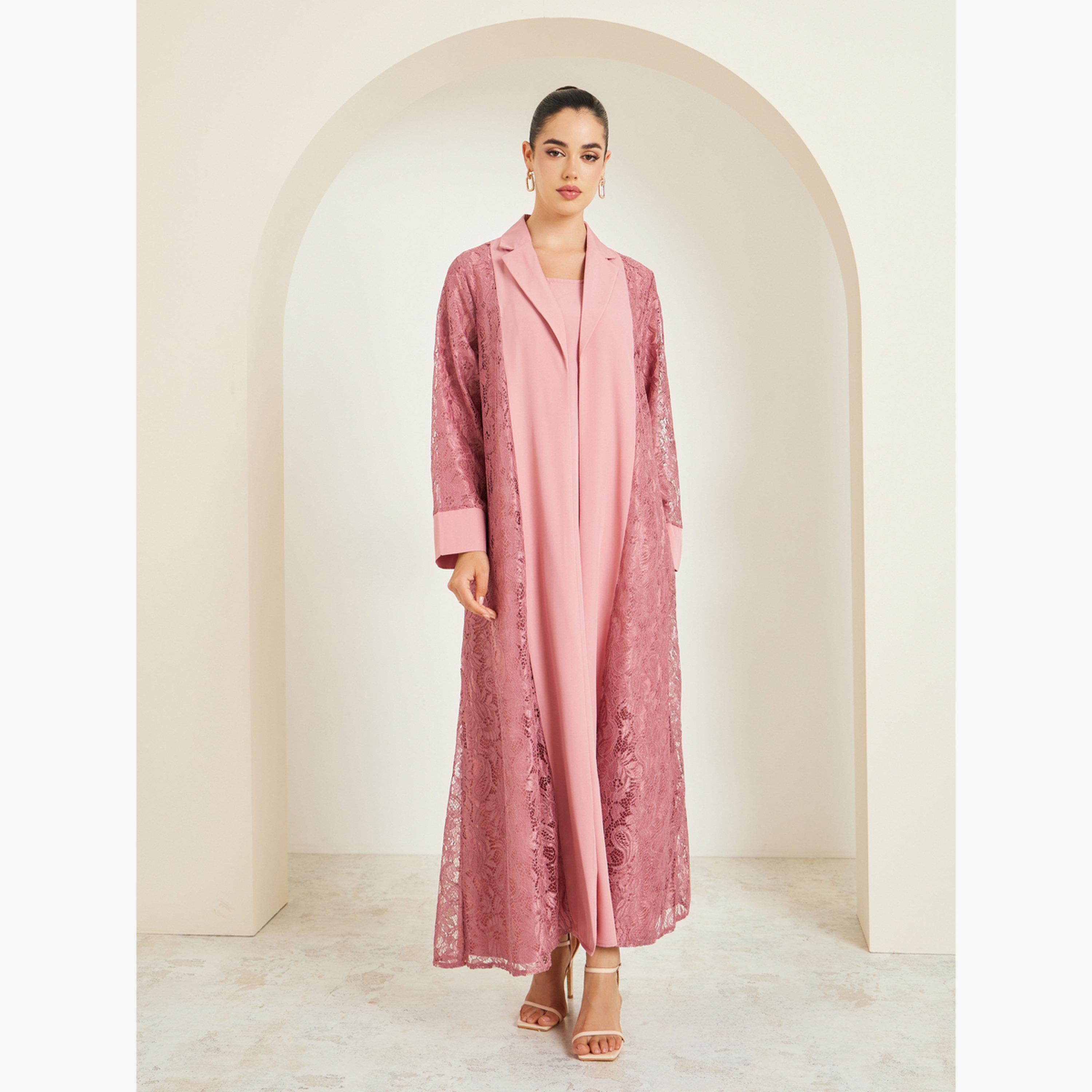 طقم عباية وفستان بتفاصيل دانتيل-women-arabicclothing-sets-image-3