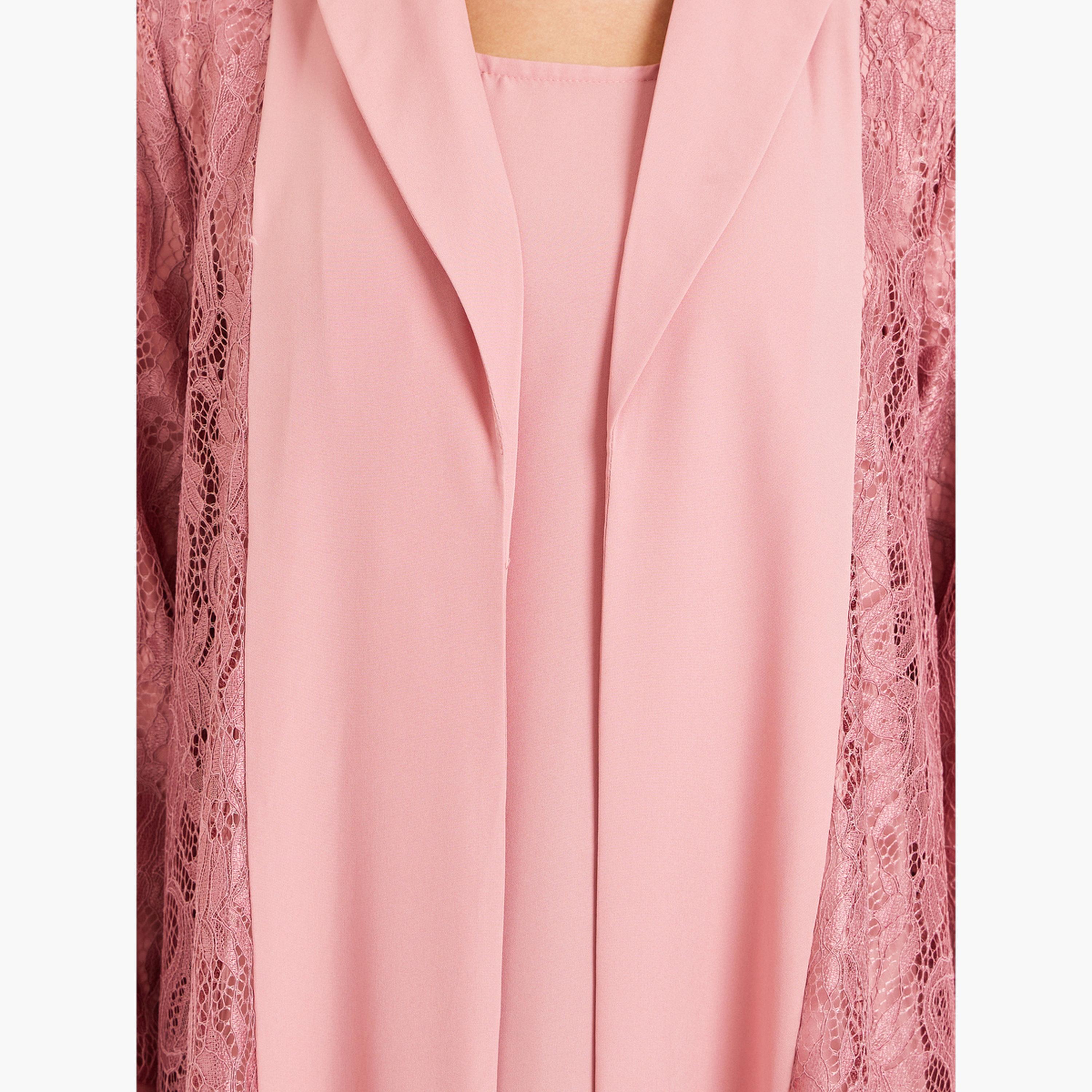 طقم عباية وفستان بتفاصيل دانتيل-women-arabicclothing-sets-image-4