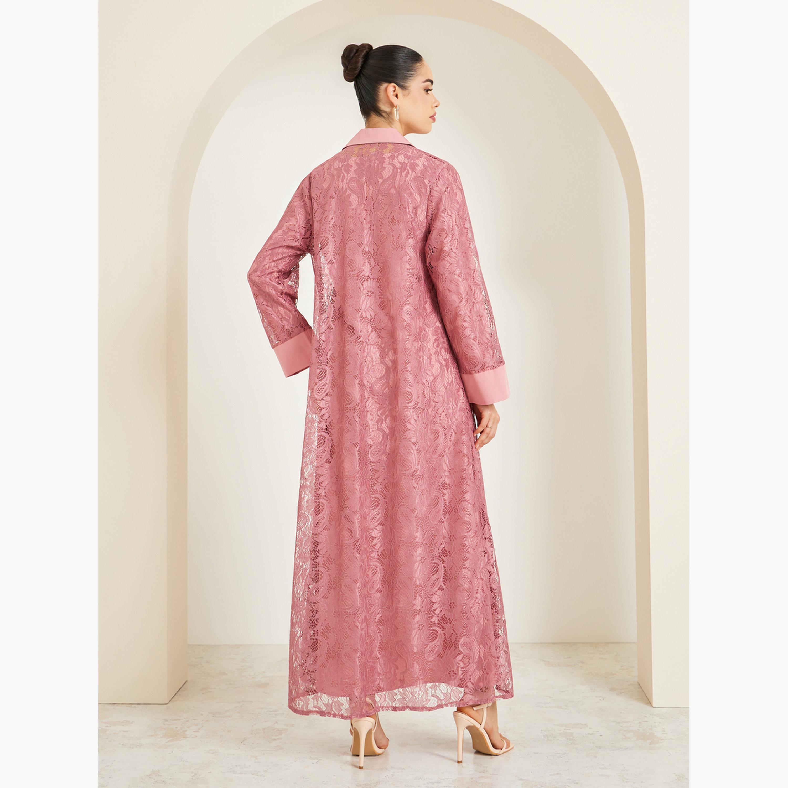 طقم عباية وفستان بتفاصيل دانتيل-women-arabicclothing-sets-image-6