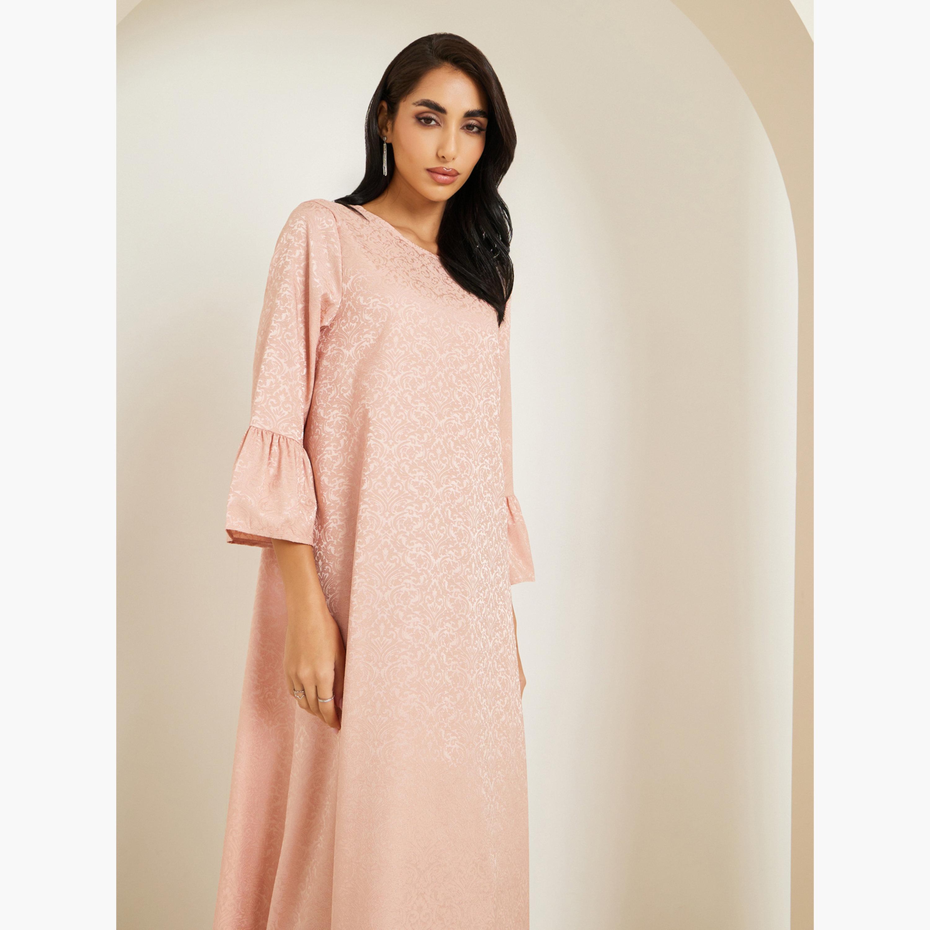 جلابية جاكار بأكمام واسعة-women-arabicclothing-jalabiyas-image-2