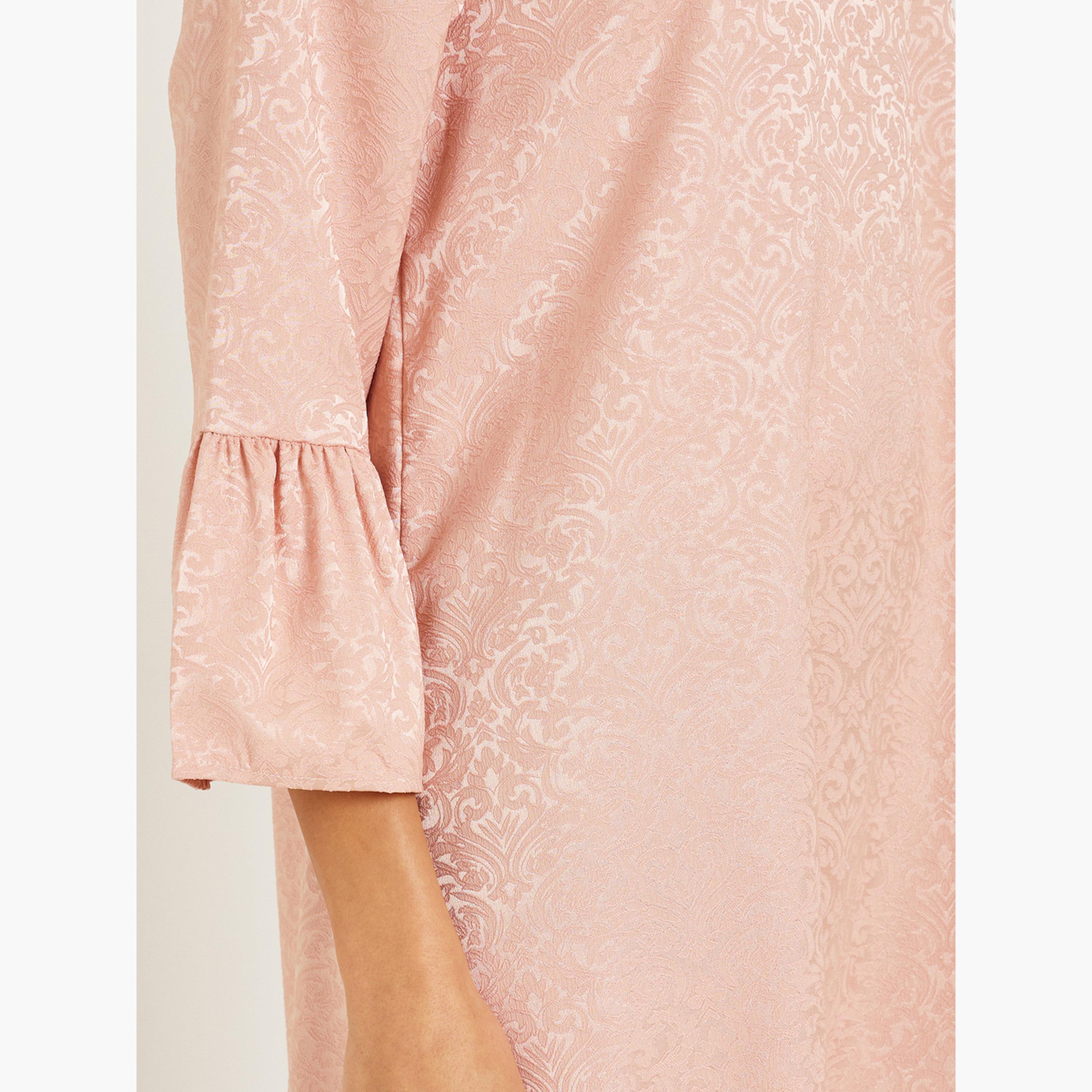 Styli Women Jacquard Jalabiya with Flared Sleeves-women-arabicclothing-jalabiyas-image-4