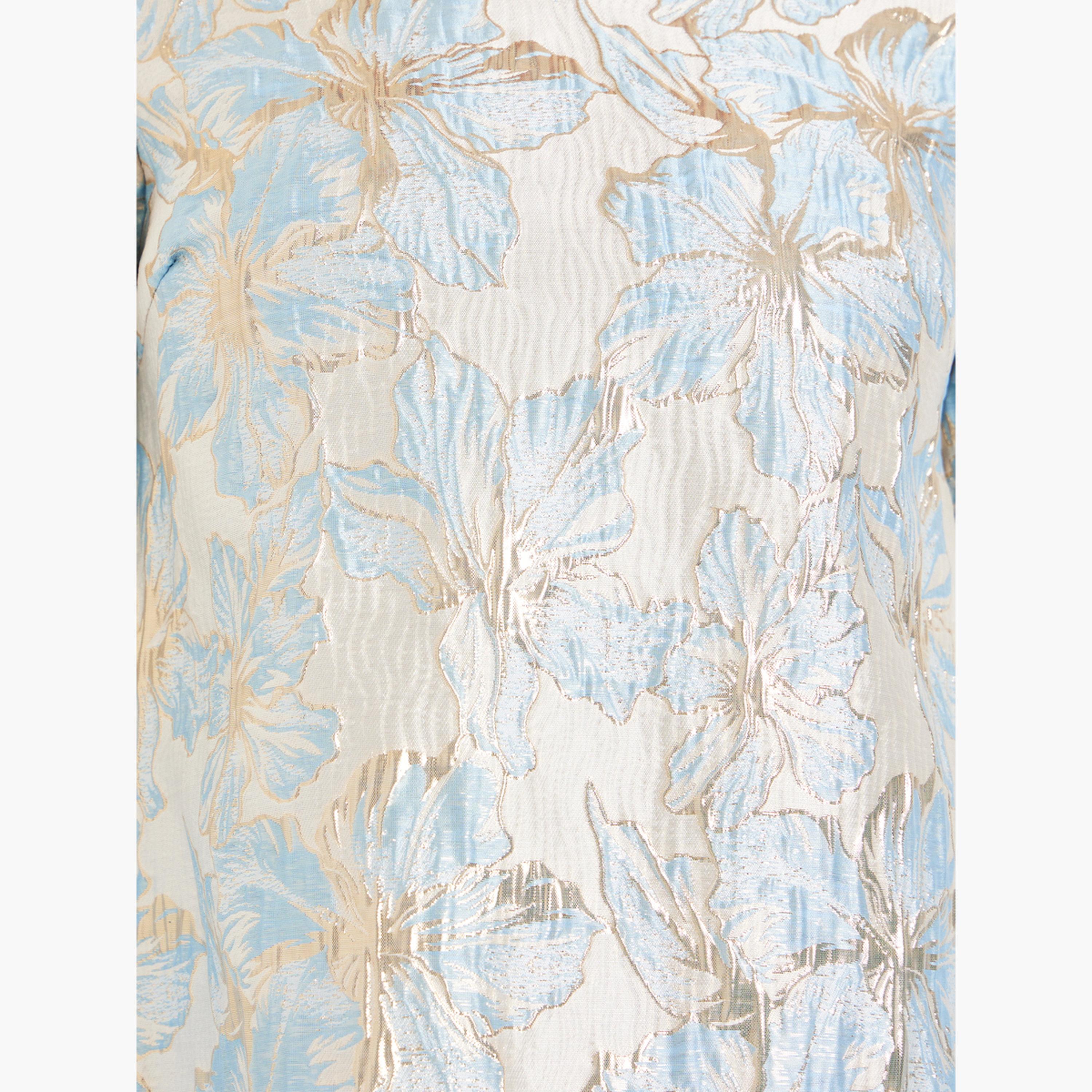 Styli Women Blue Floral Jacquard A-Line Jalabiya-women-arabicclothing-jalabiyas-image-4