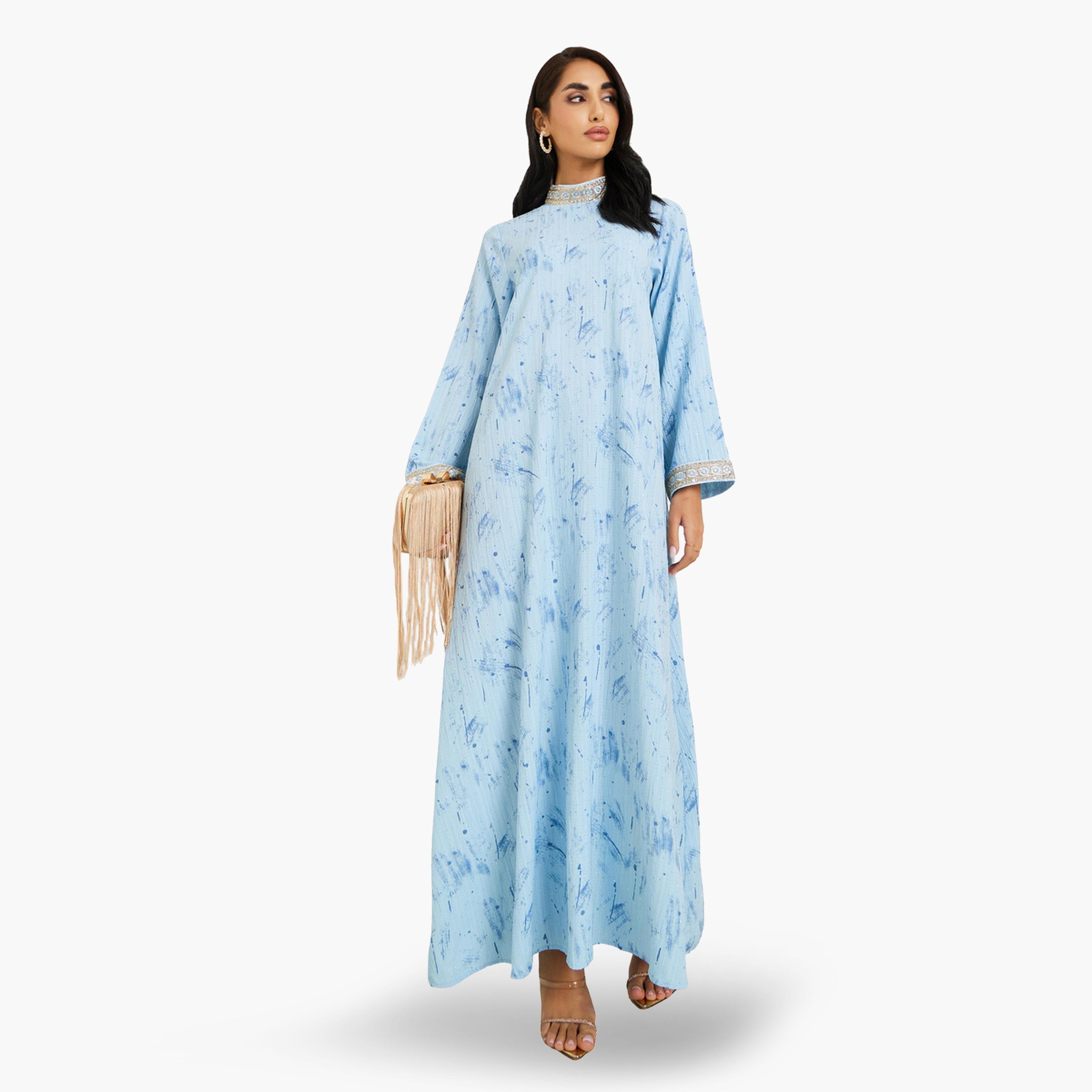 جلابية بياقة مزينة-women-arabicclothing-jalabiyas-image-1