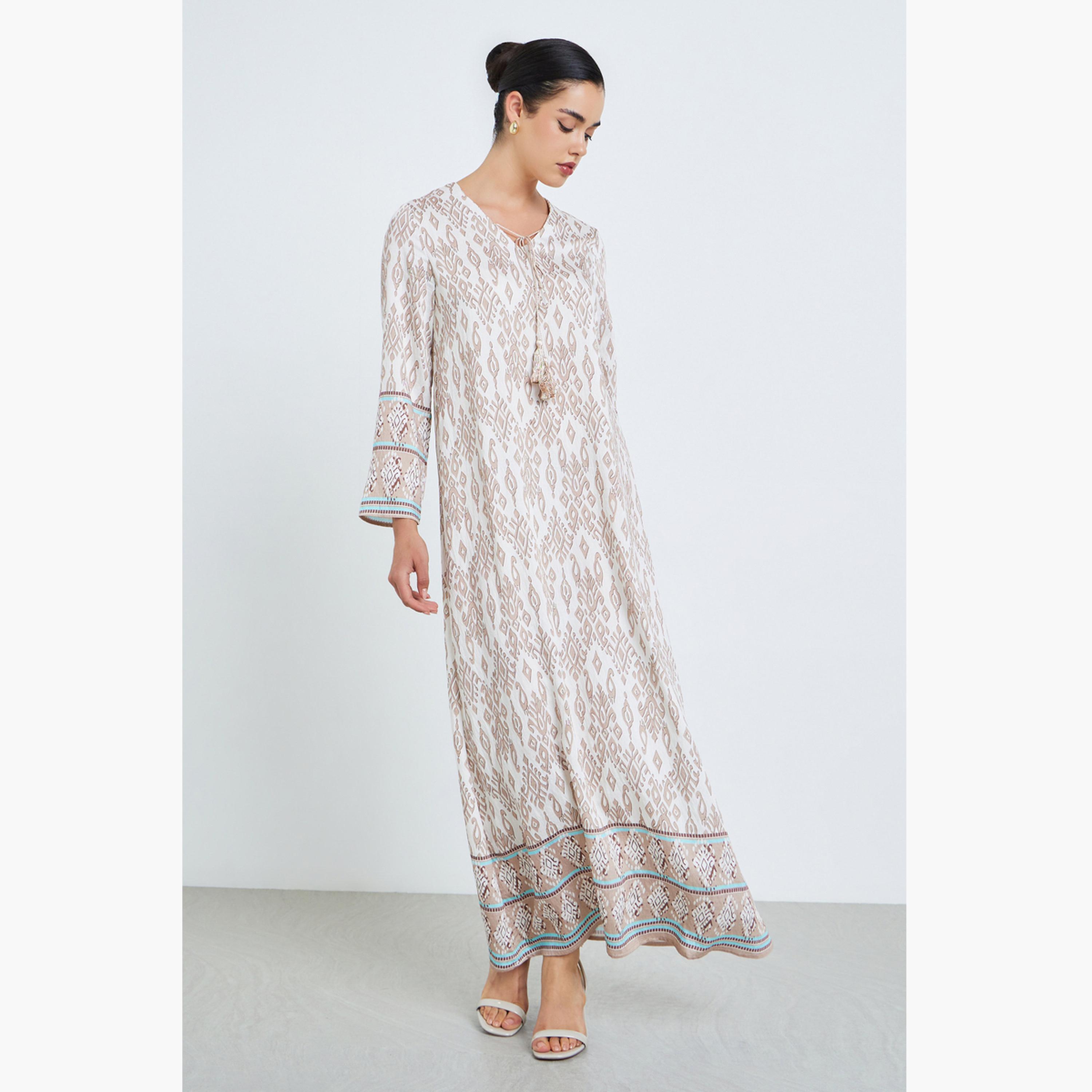 جلابية بطبعة كاملة بقصة واسعة-women-arabicclothing-jalabiyas-image-1
