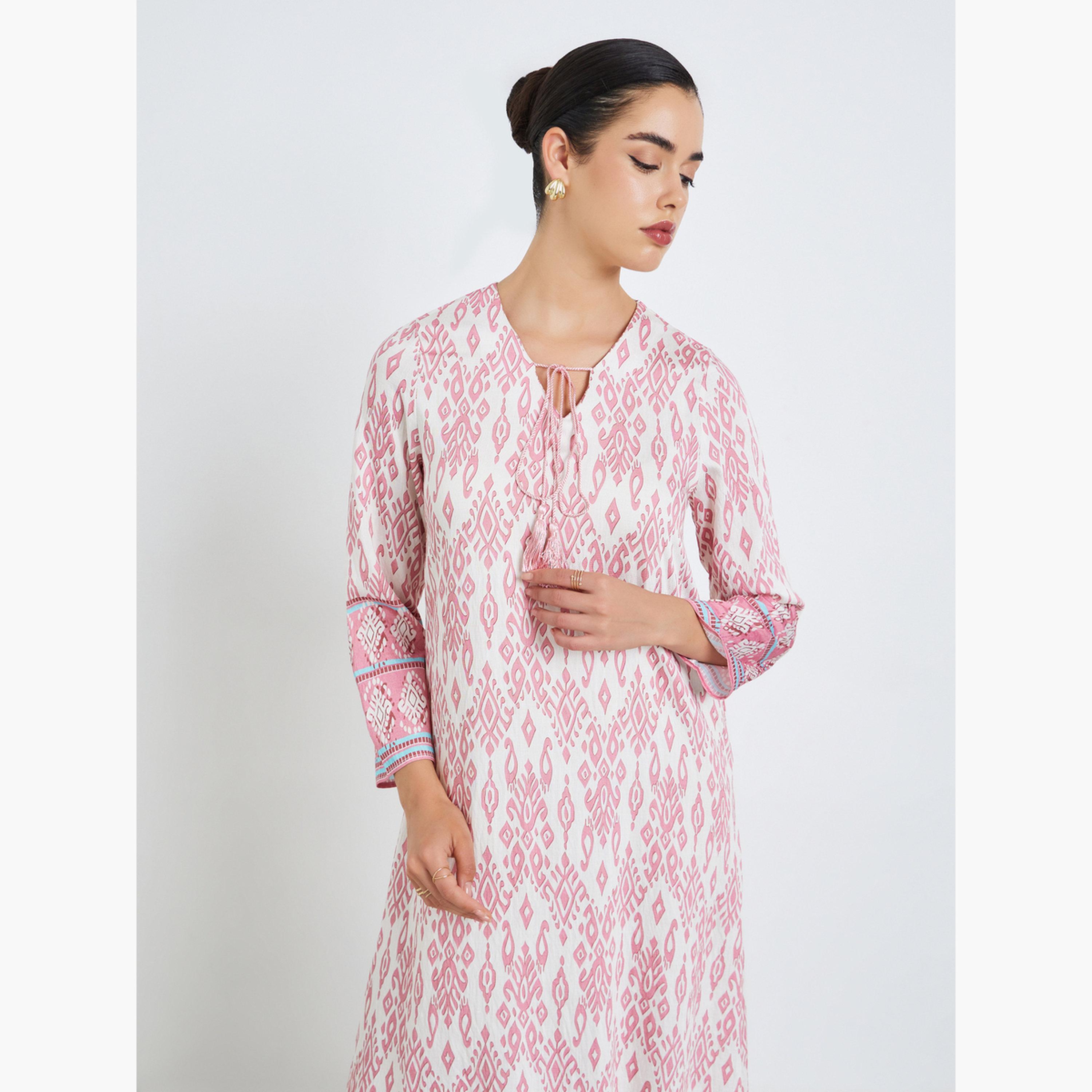 جلابية بطبعة كاملة بقصة واسعة-women-arabicclothing-jalabiyas-image-2