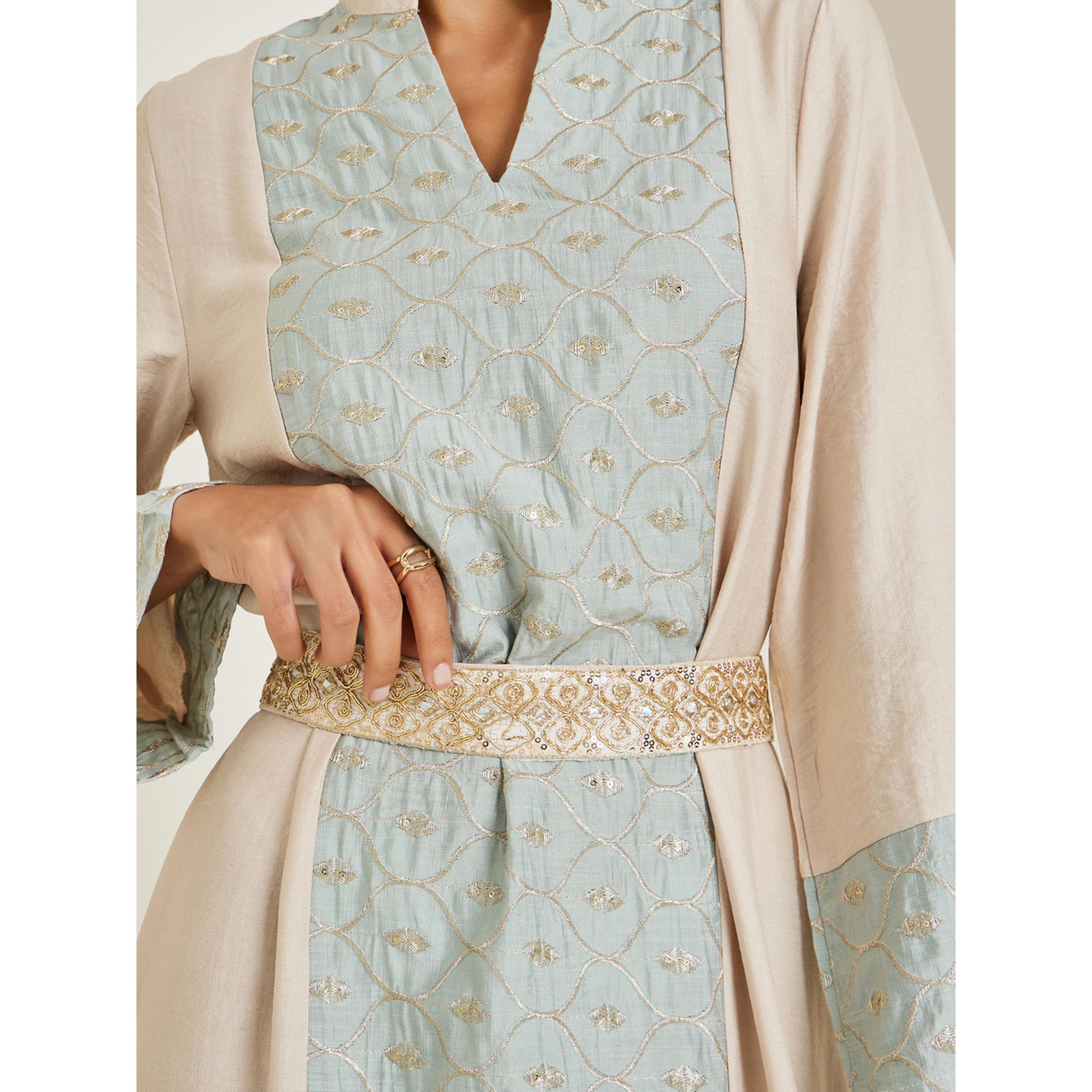 Styli Women Green Embroidered A-Line Jalabiya-women-arabicclothing-jalabiyas-image-4