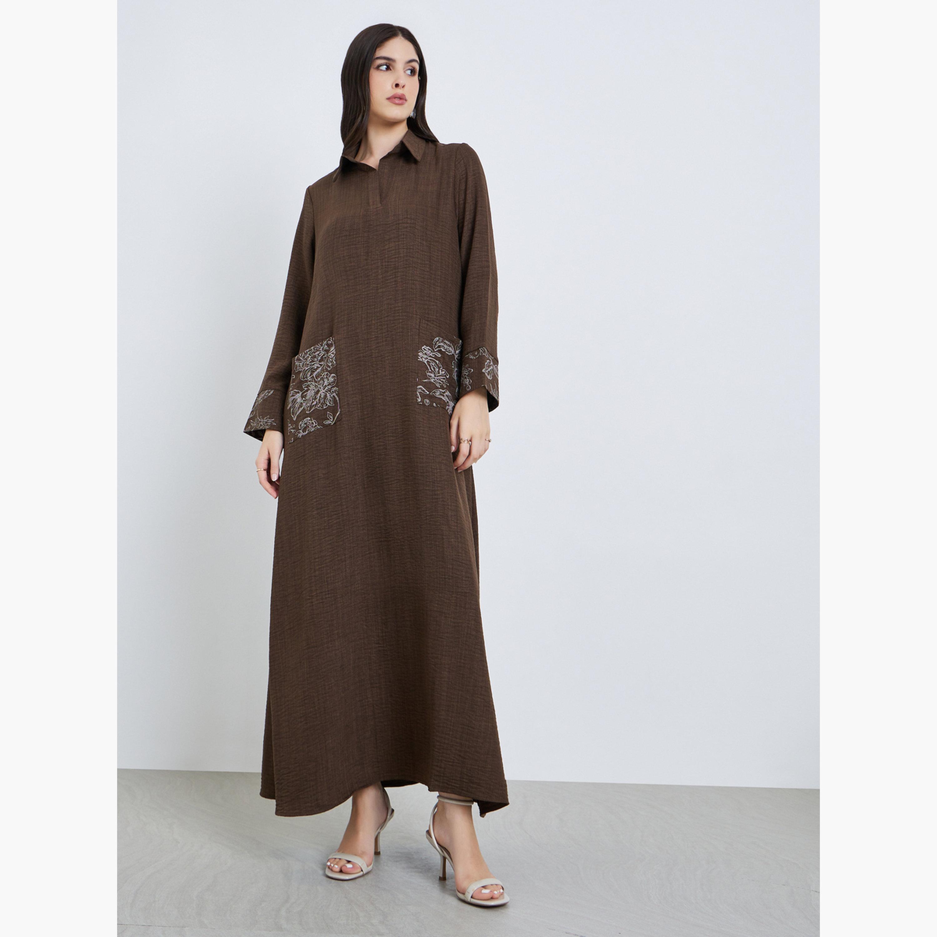 جلابية بياقة مطرزة-women-arabicclothing-jalabiyas-image-1