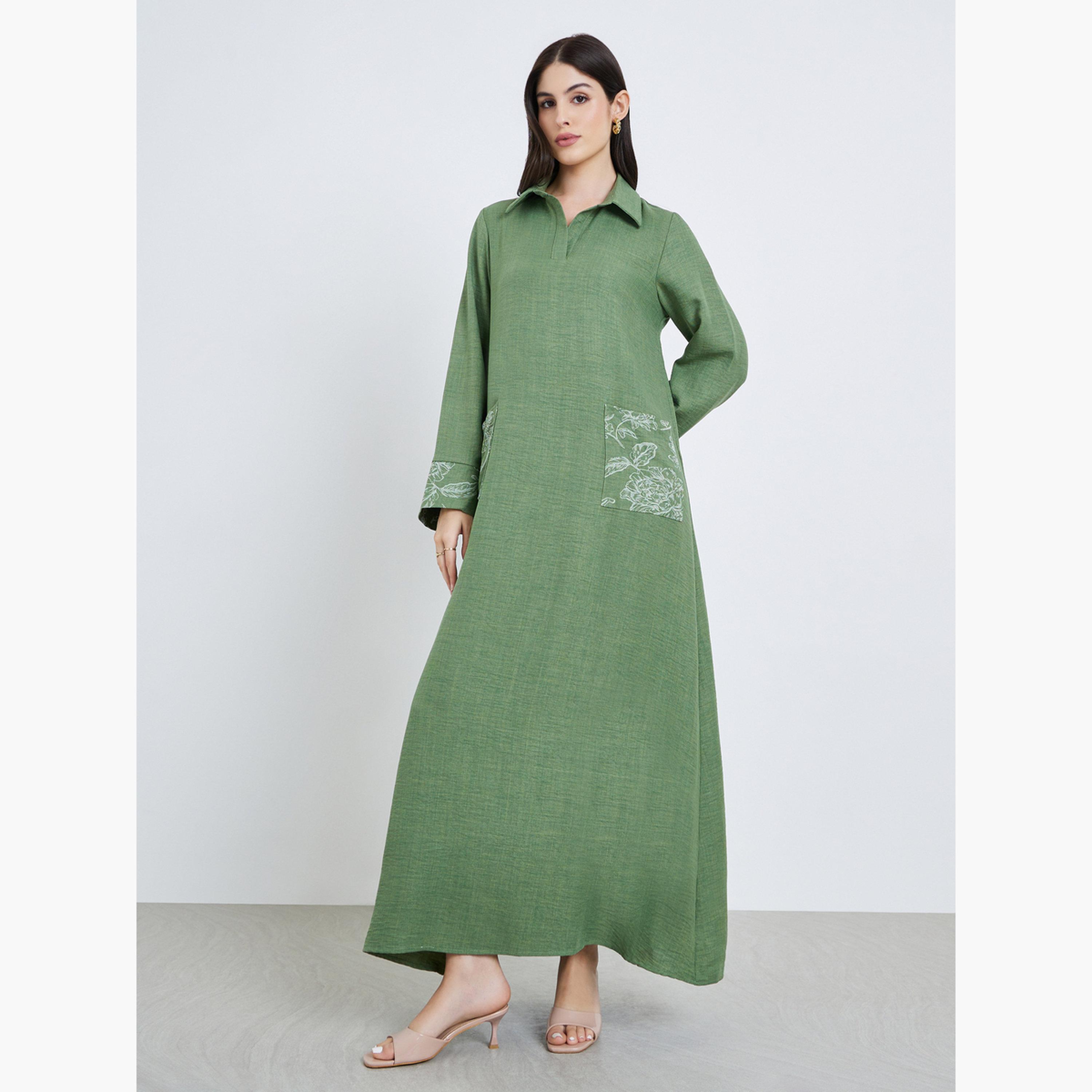 جلابية بياقة مطرزة-women-arabicclothing-jalabiyas-image-1