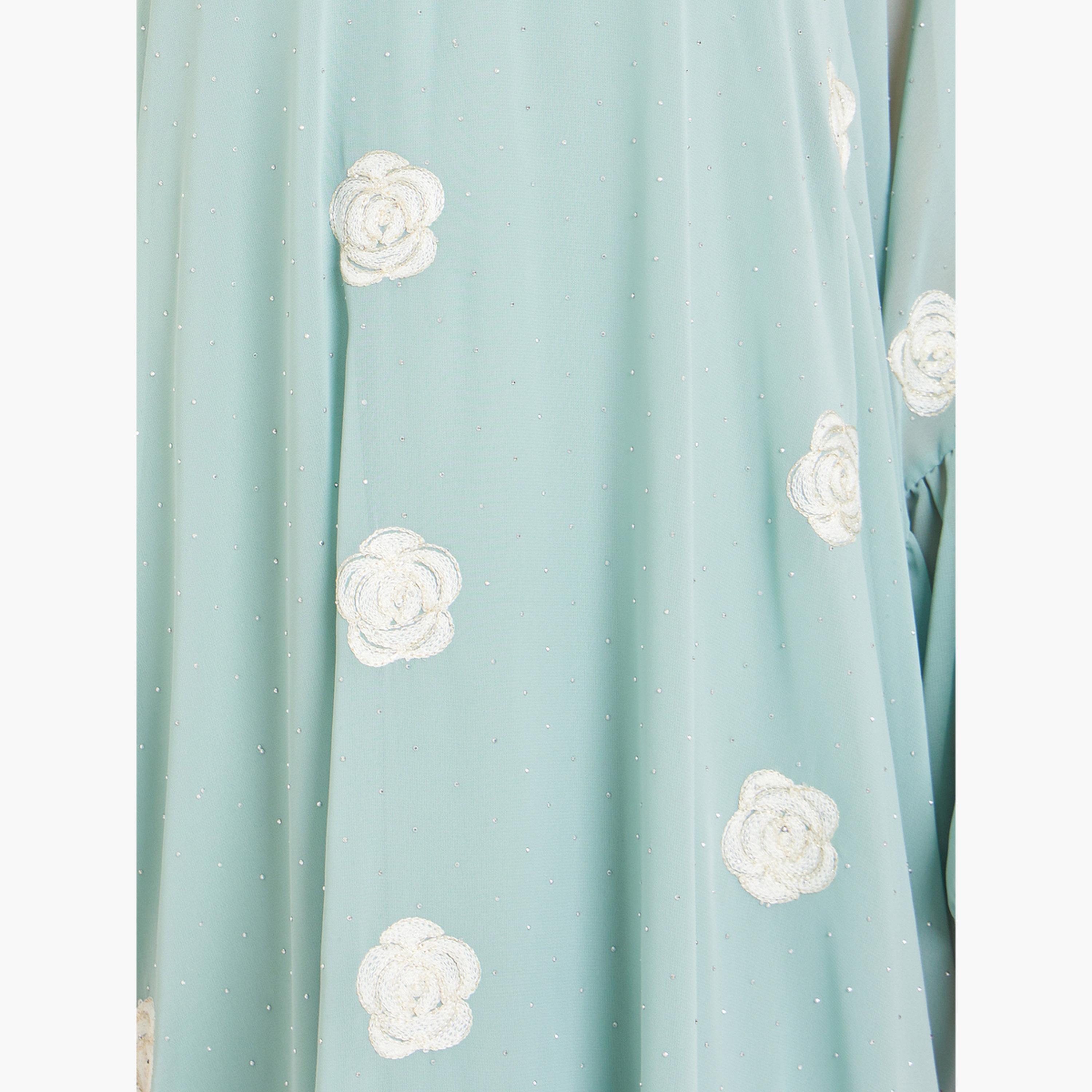 قفطان بطبعة أزهار وتفاصيل مزينة-women-arabicclothing-kaftan-image-4