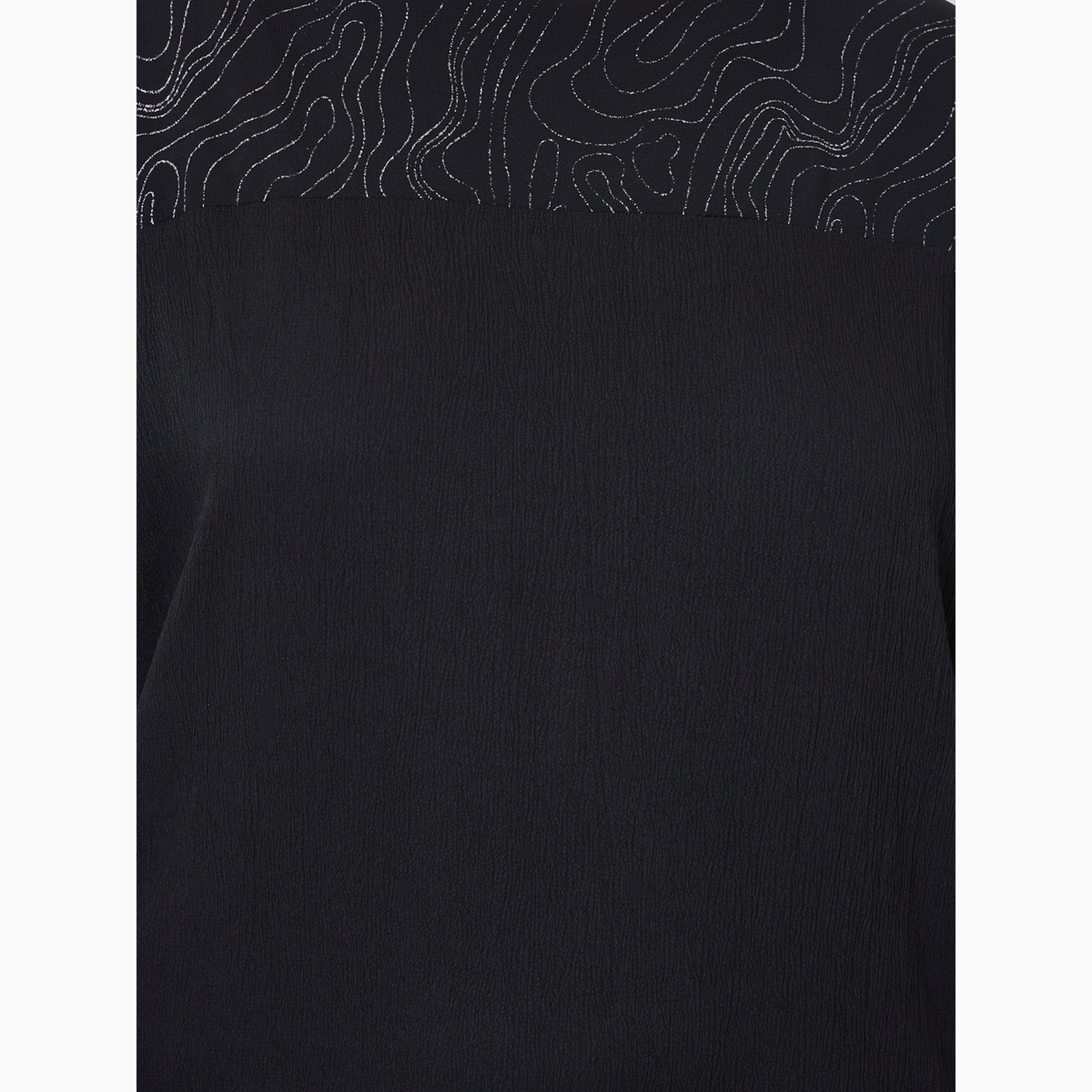 Amirah X Styli Plus Size Glittered Yoke Short Sleeve Jalabiya-women-arabicclothing-jalabiyas-image-5