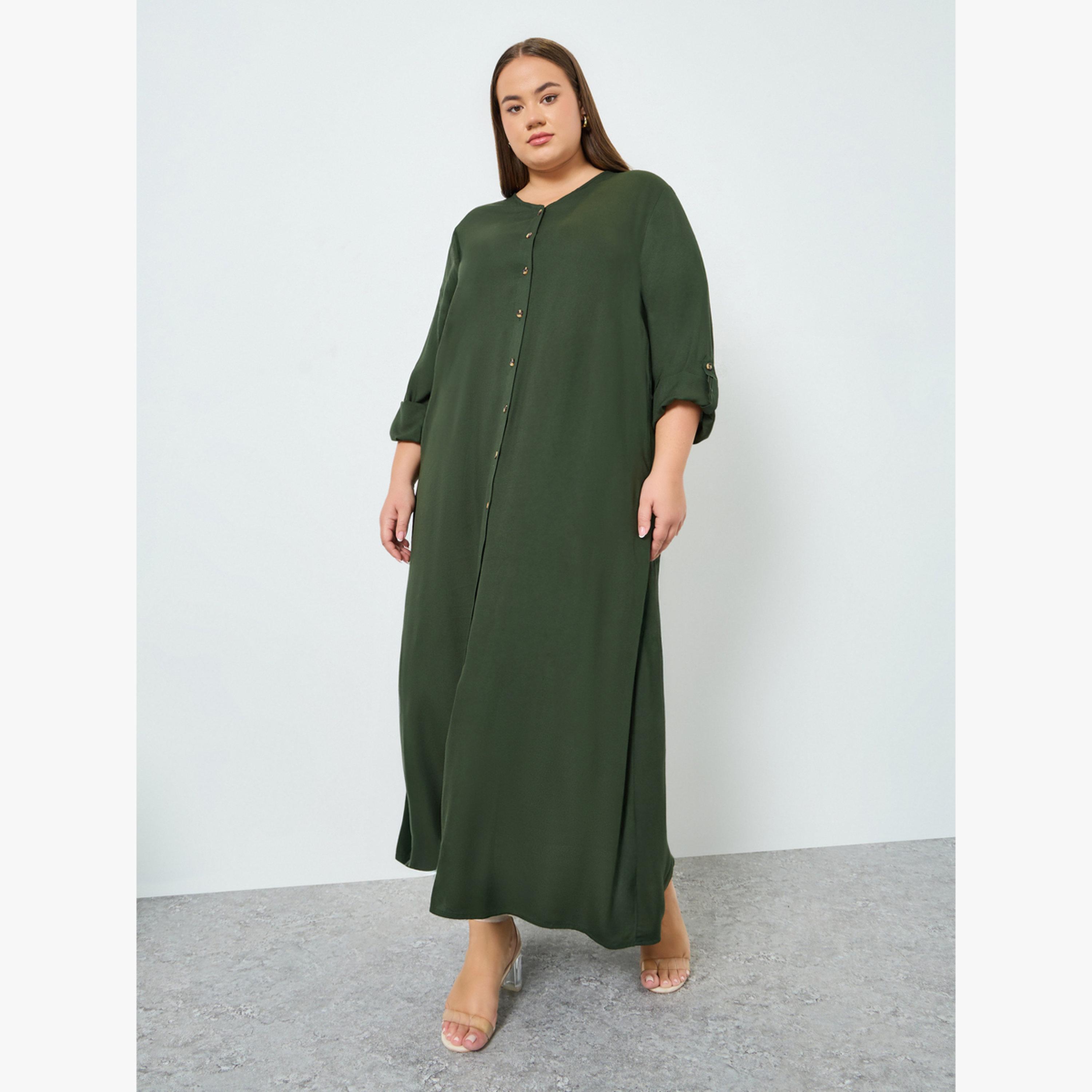 جلابية مقاس كبير بأكمام قابلة للطي-women-arabicclothing-jalabiyas-image-3
