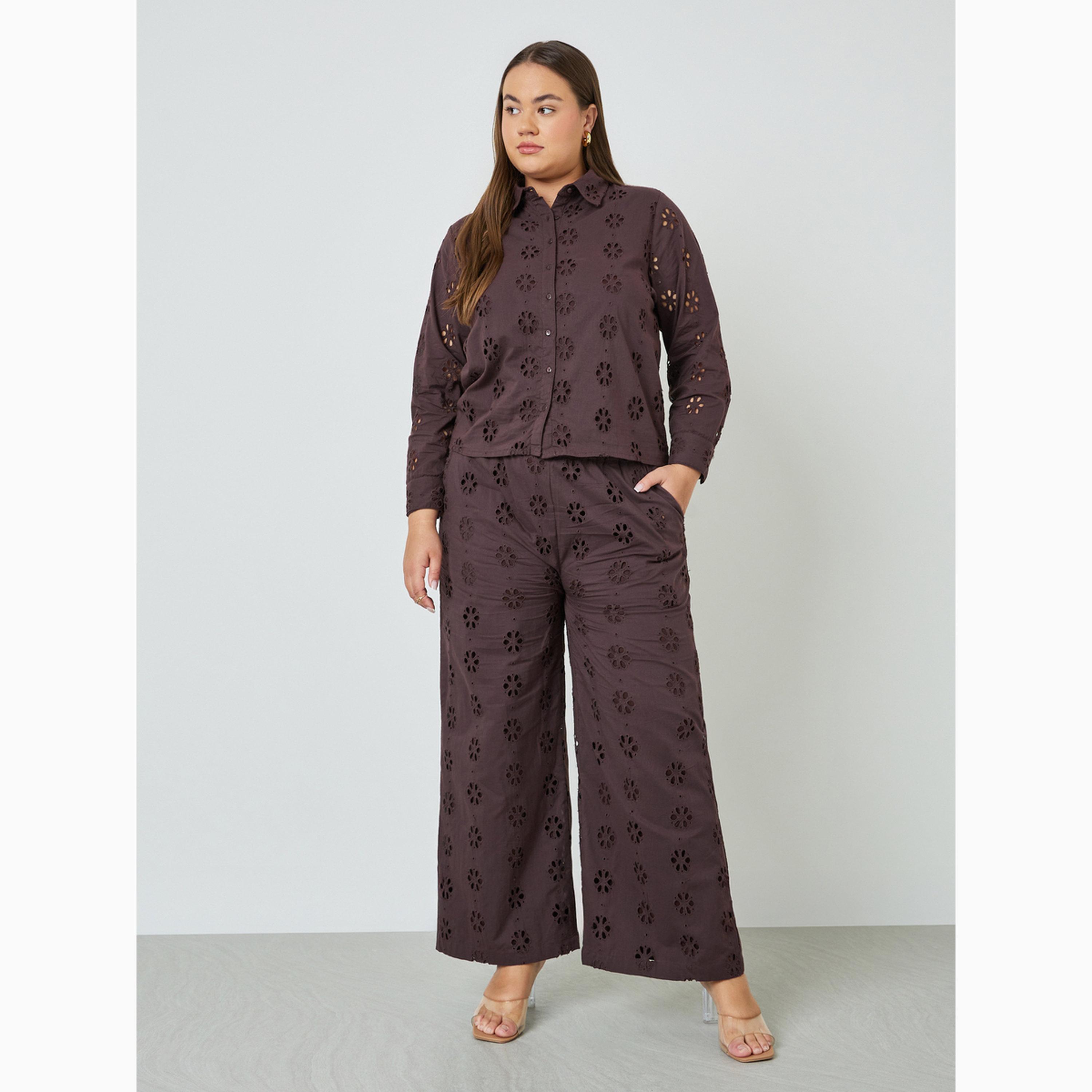 Styli Plus Size Schiffli Long Sleeves Shirt-women-clothing-shirtsandblouses-shirts-image-2