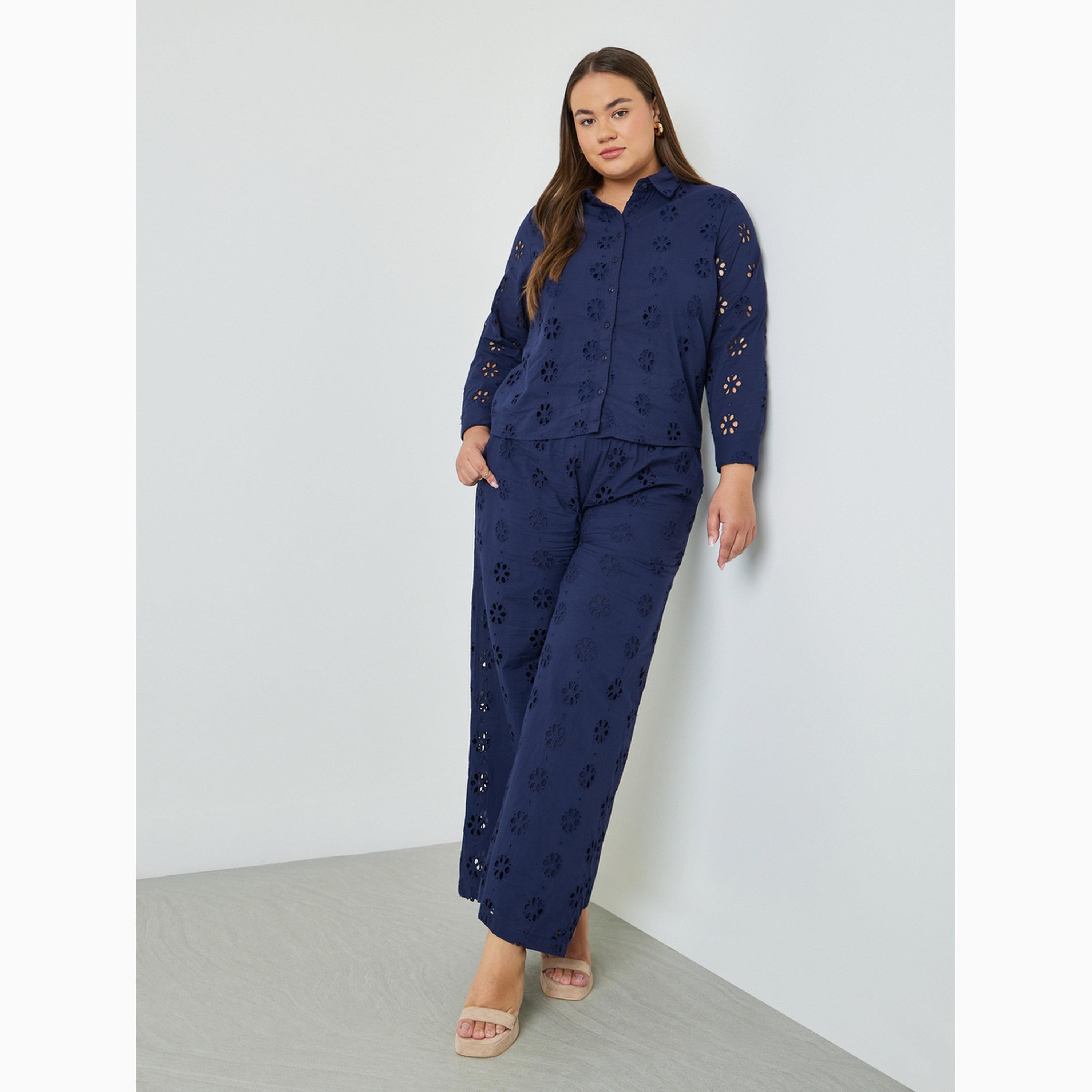 قميص شيفلي بأكمام طويلة بمقاس كبير-women-clothing-shirtsandblouses-shirts-image-2
