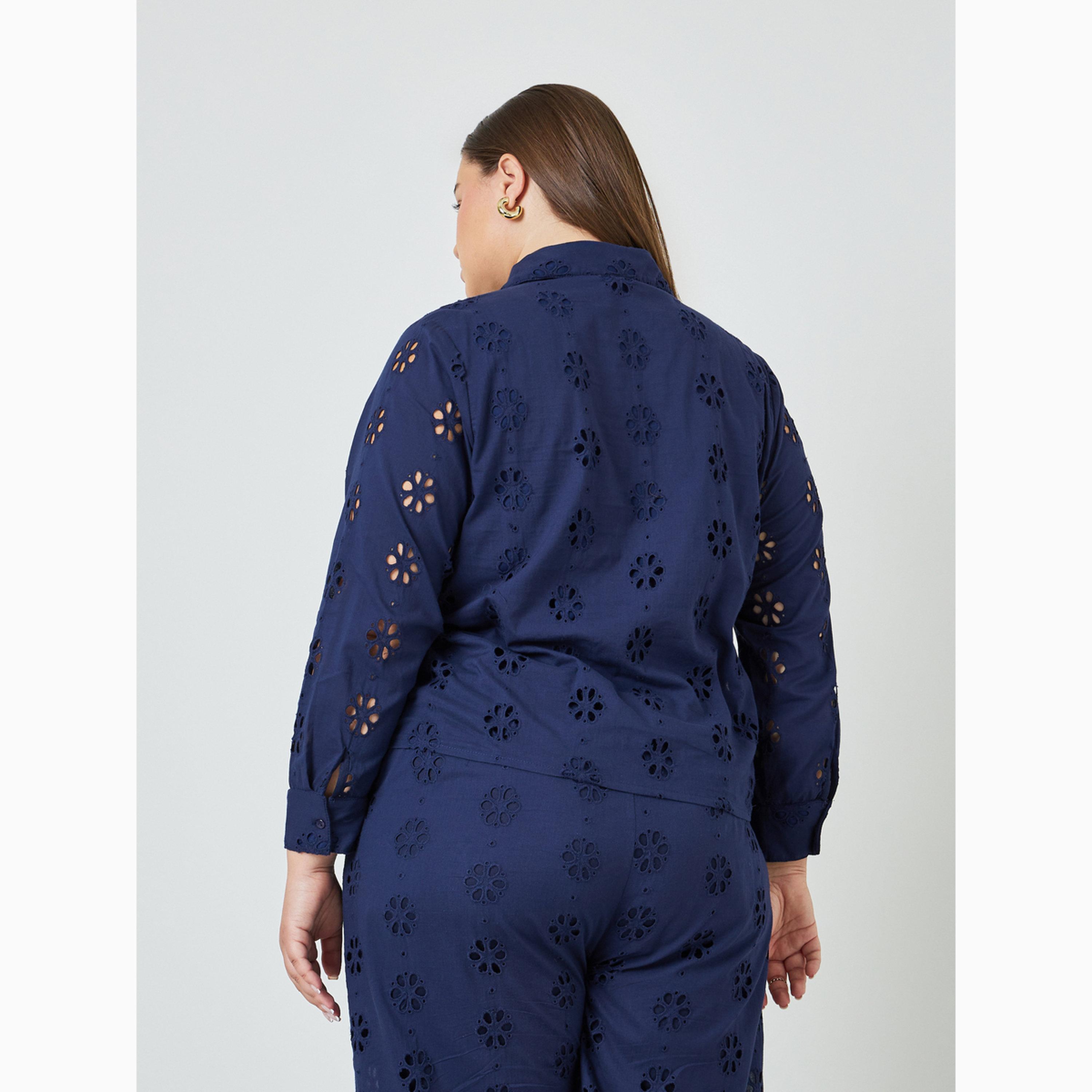 Styli Plus Size Schiffli Long Sleeves Shirt-women-clothing-shirtsandblouses-shirts-image-3